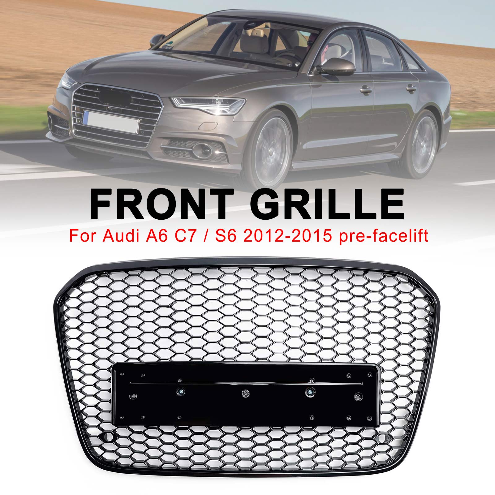 2012-2015 Audi A6 C7 S6 RS6 Style Honeycomb Front Bumper Grille Grill