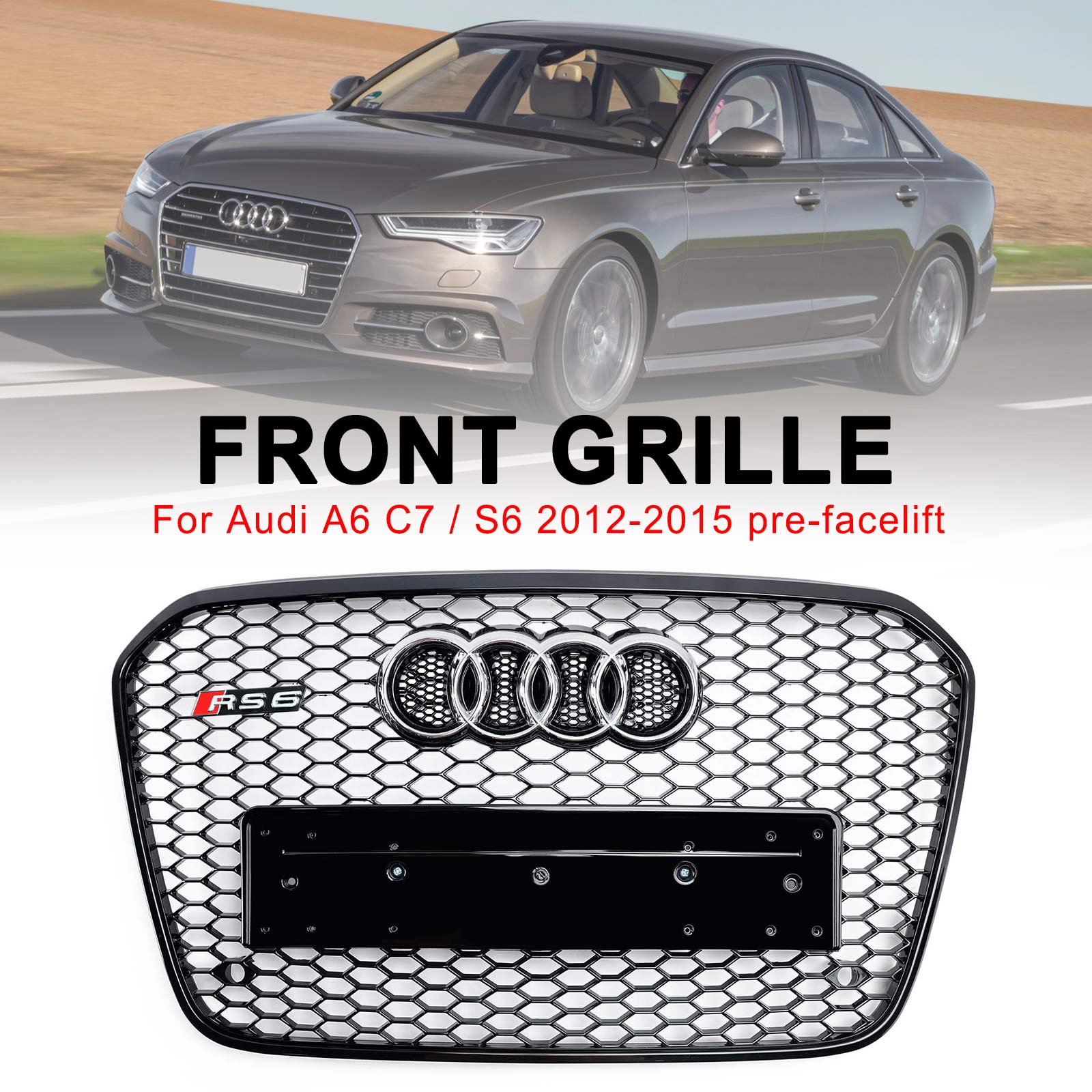 2012 2013 2014 2015 Audi A6 C7 S6 RS6 Style Honeycomb Front Bumper Grille Grill
