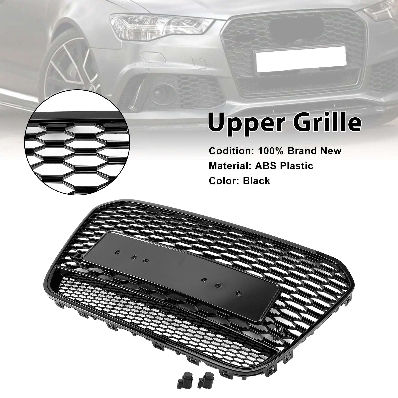 RS6 Style Front Mesh Honeycomb Grill Grille Fit Audi A6 S6 C7 2012-2015