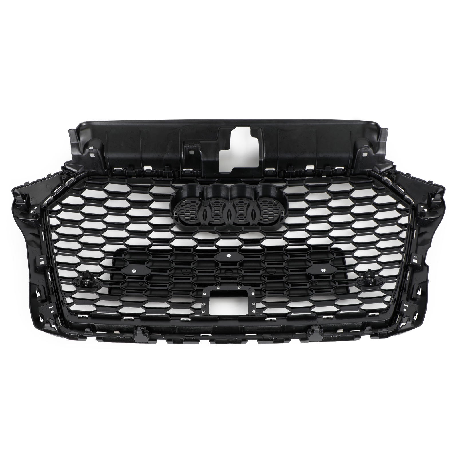 17-19 Audi A3 S3 Honeycomb Front Grille RS3 Style With ACC Gloss Black Generic