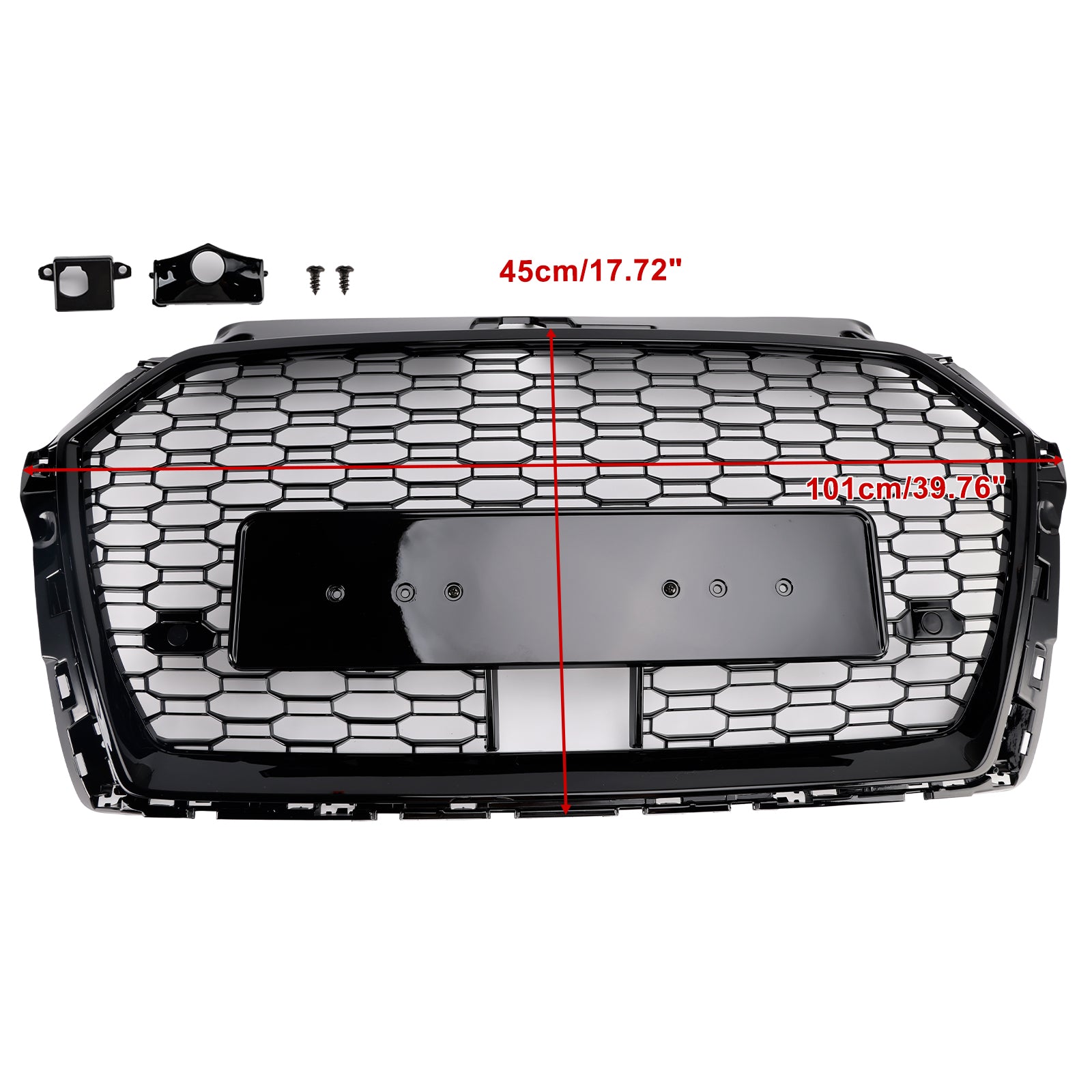 2017-2019 Audi A3 S3 W/ACC RS3 Style Honeycomb Front Grille Grill Black