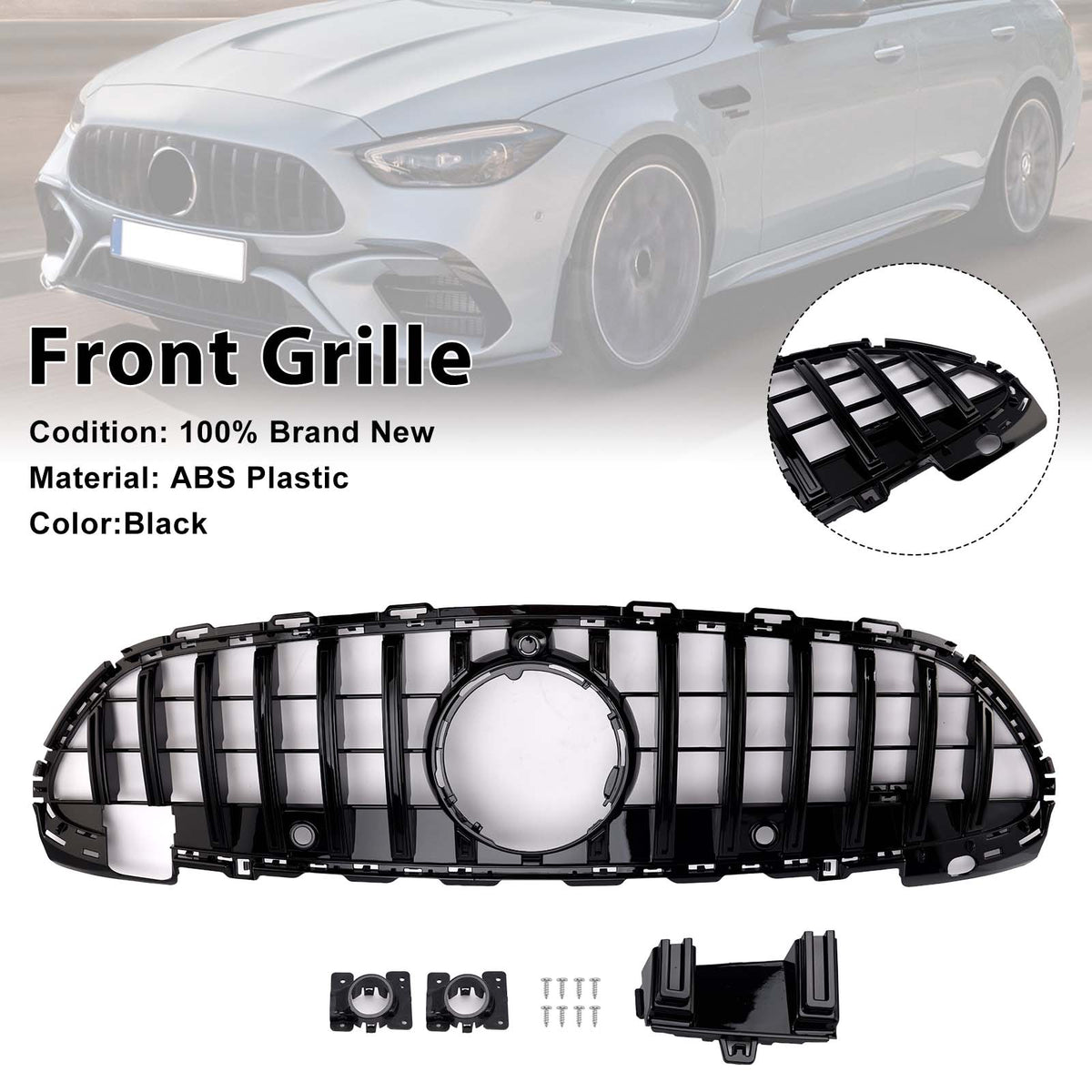 2022-2023 Mercedes Benz W206 W/Camera GTR Style Front Bumper Grille Grill