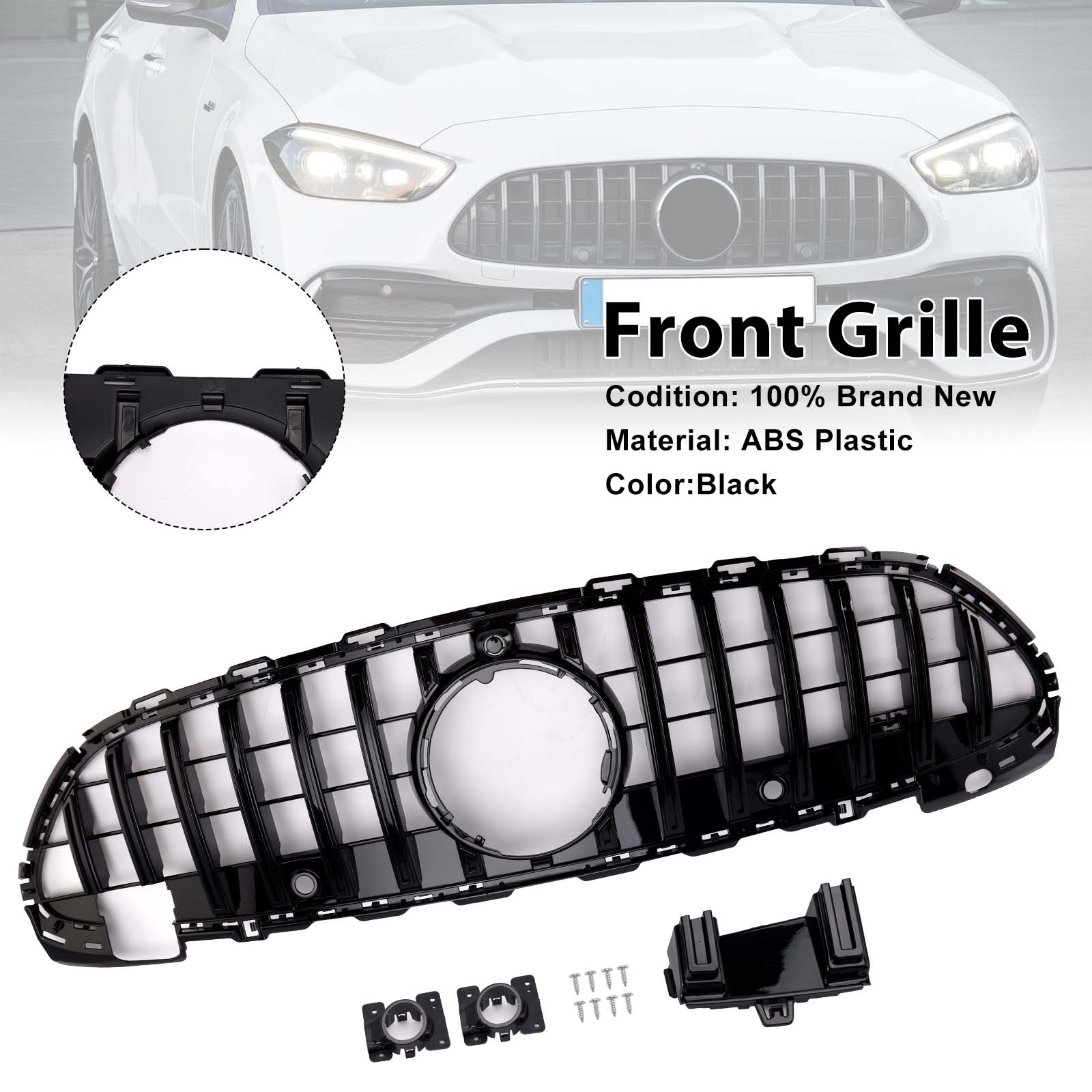 2022-2023 Mercedes Benz W206 W/Camera GTR Style Front Bumper Grille Grill