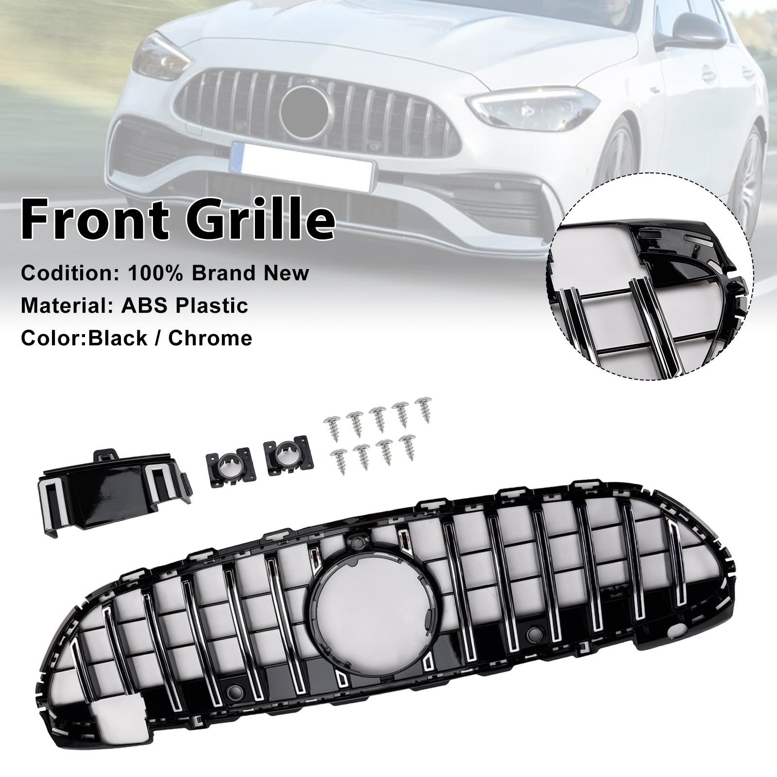 2022-2023 Mercedes Benz W206 W/Camera GT-R Style Front Bumper Grille Grill