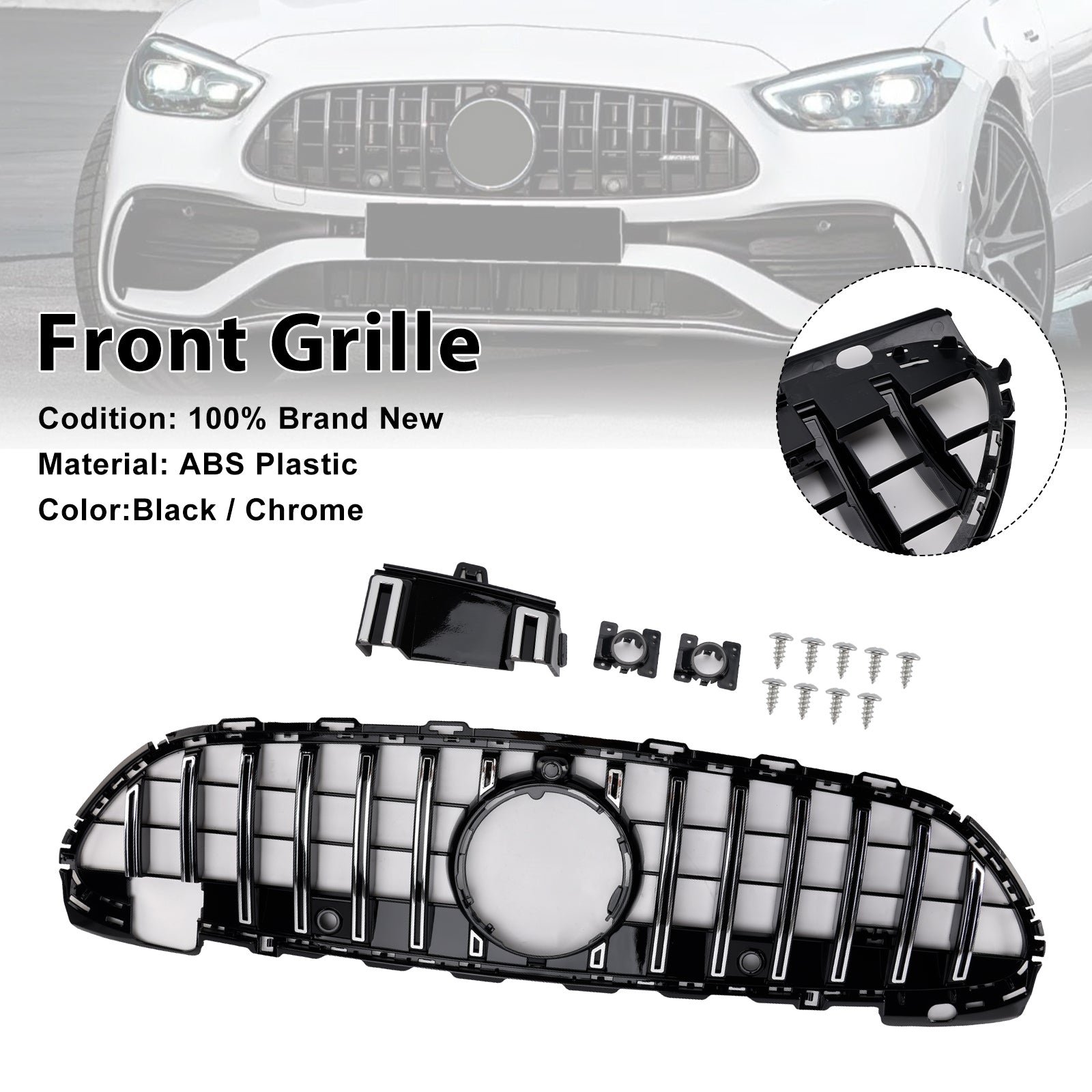 2022-2023 Mercedes Benz W206 W/Camera GT-R Style Front Bumper Grille Grill