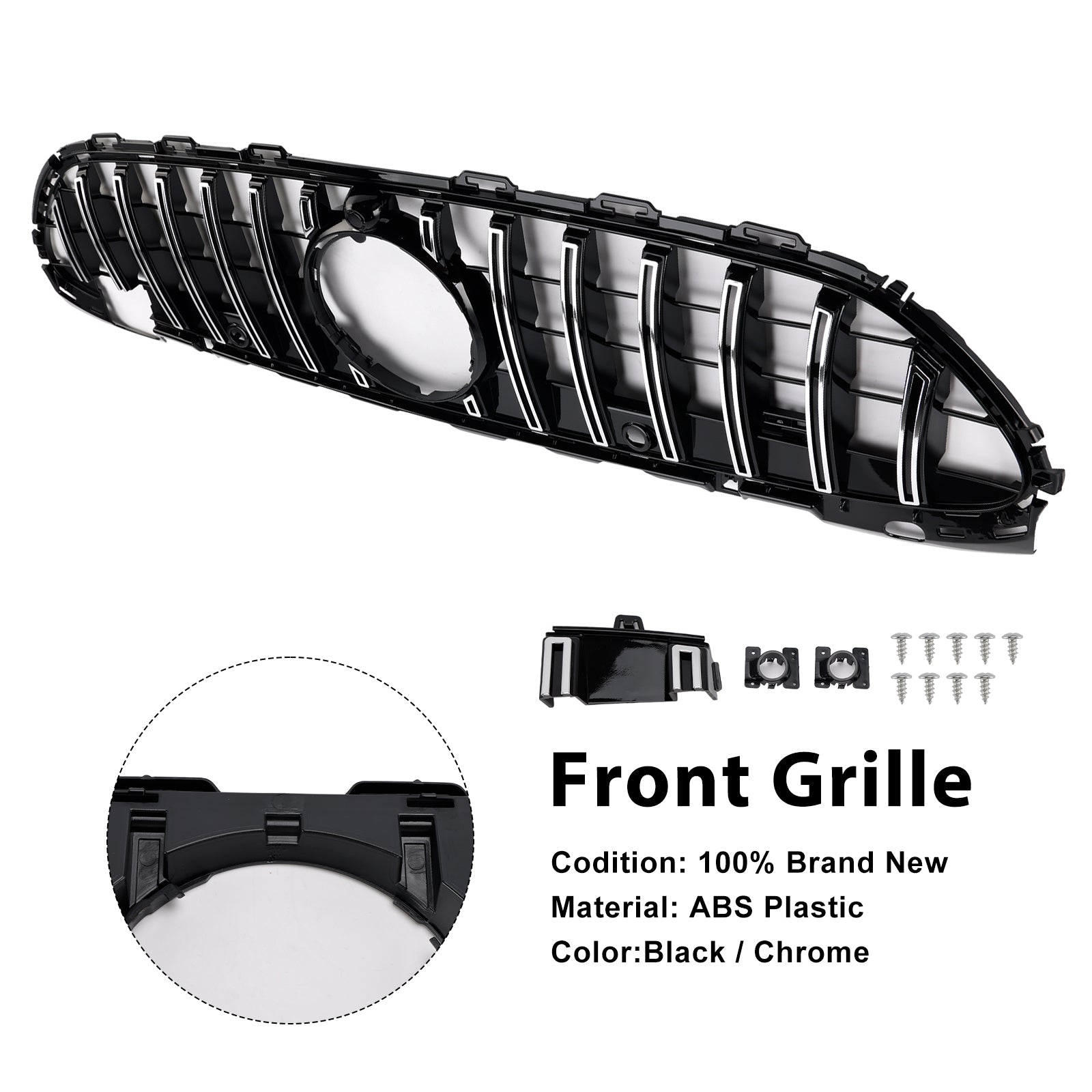 2022-2023 Mercedes Benz W206 W/Camera GT-R Style Front Bumper Grille Grill