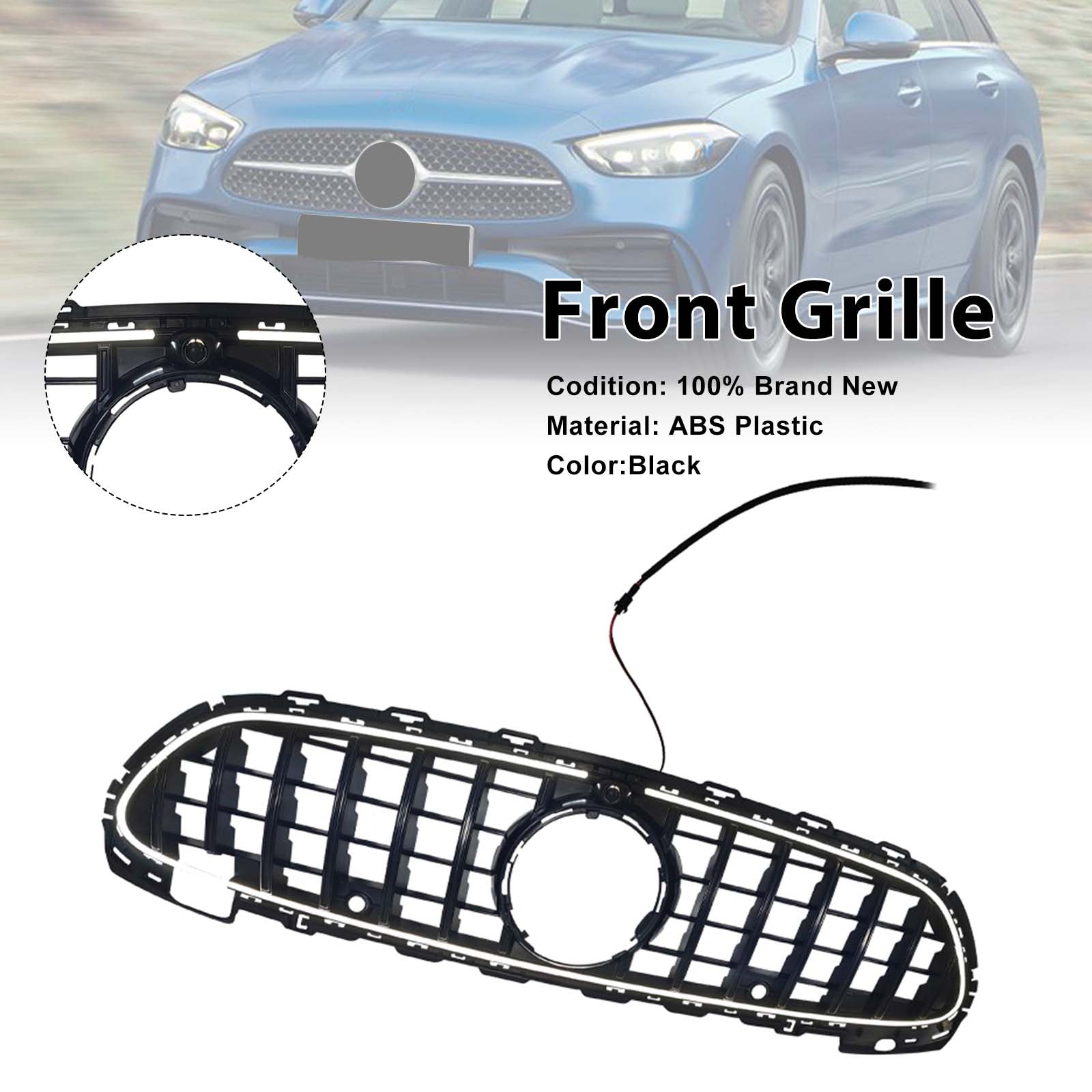 2022-2026 Fit Mercedes Benz W206 W/Camera GTR-Style Front Bumper Grille Grill