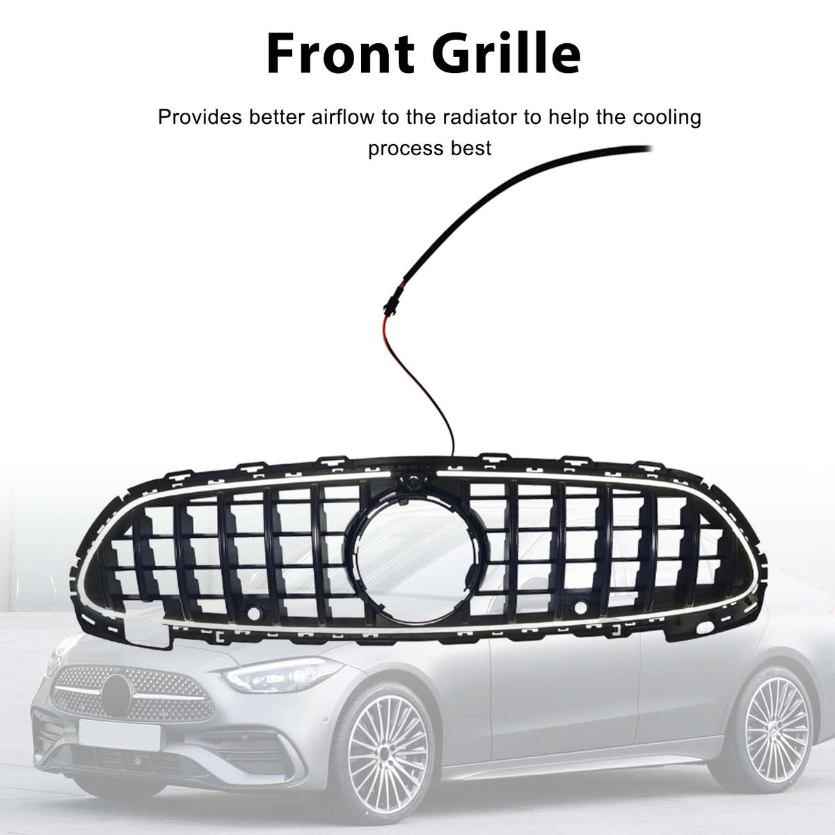 2022-2026 Fit Mercedes Benz W206 W/Camera GTR-Style Front Bumper Grille Grill