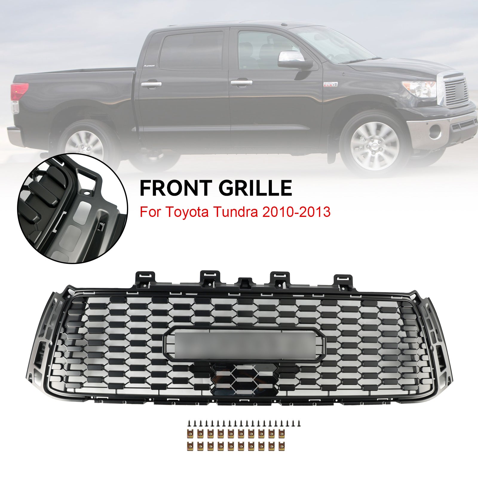 Toyota Tundra 2010-2013 TRD PRO
Honeycomb Front Bumper Grill Grille Black