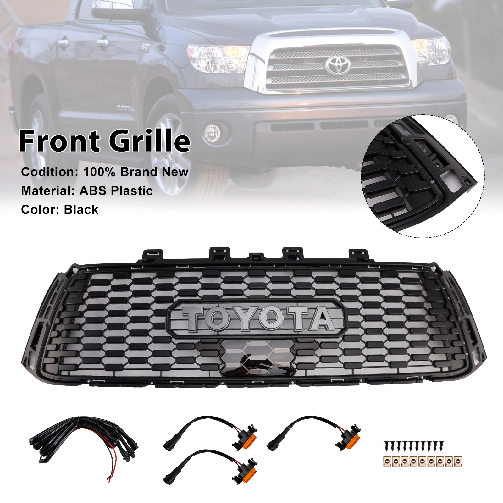 2010-2013 Toyota Tundra TRD PRO Black Honeycomb Front Bumper Grill Grille