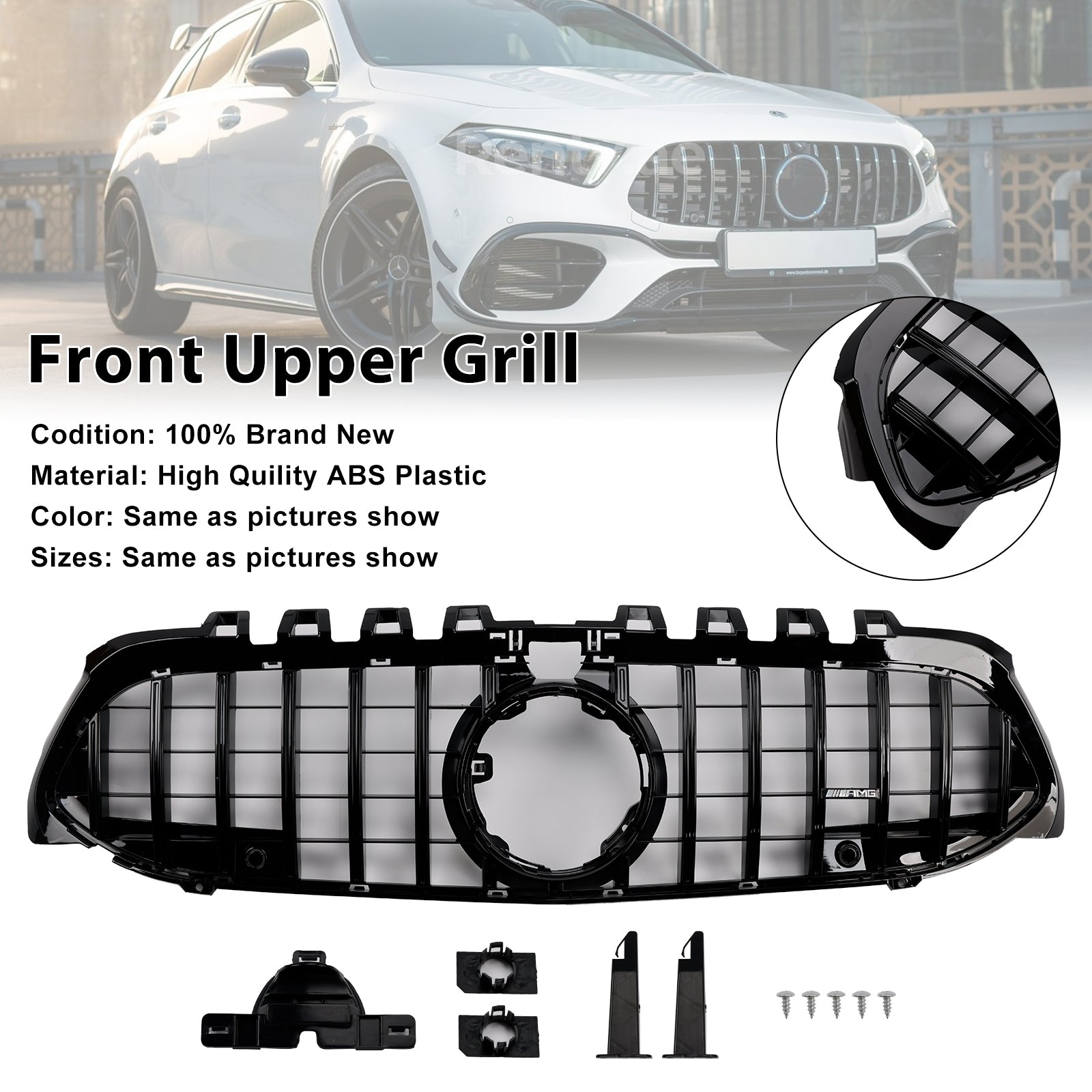 2019-2023 Mercedes Benz A-Class W177 GT-Style Front Bumper Grille Black