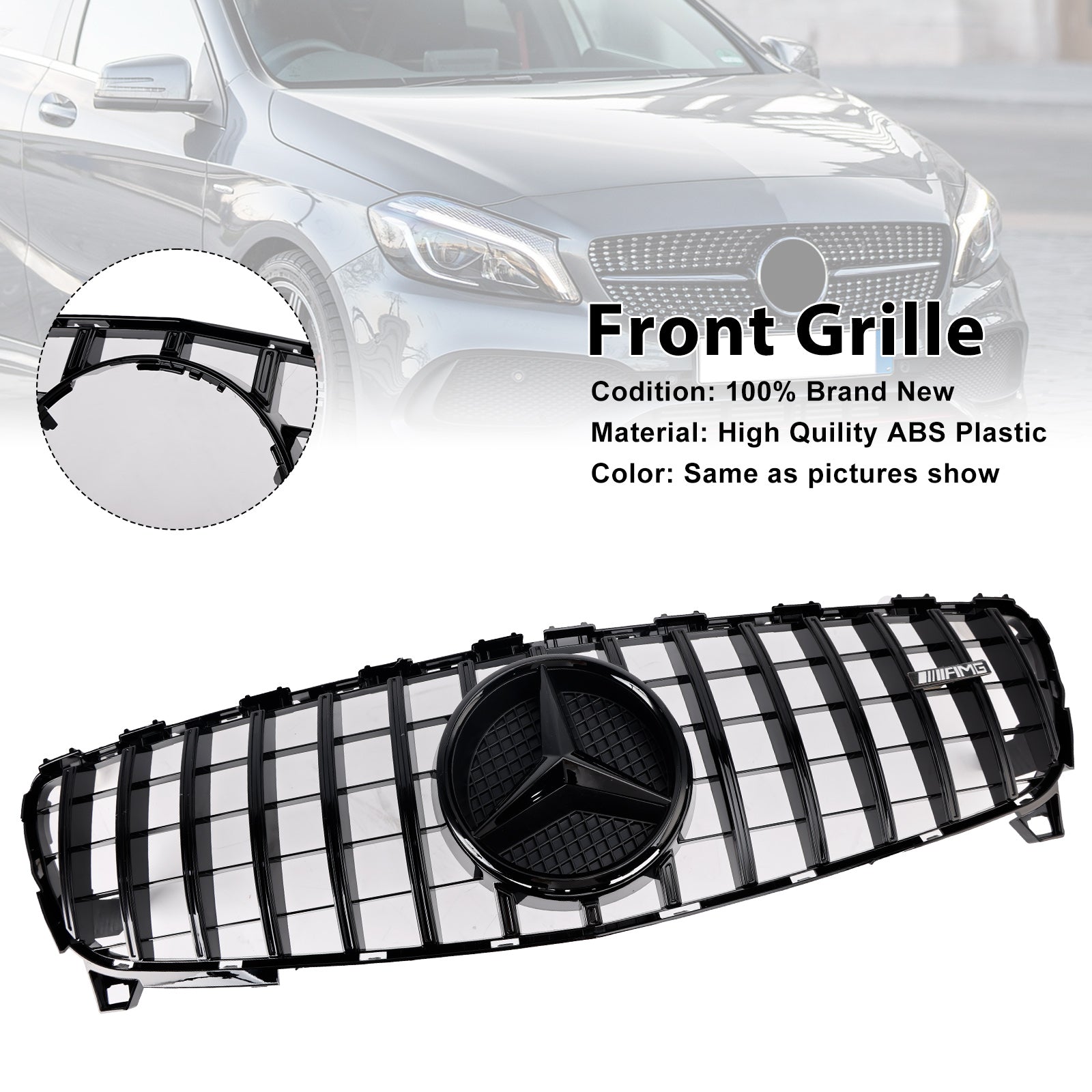 2016-2018 MERCEDES BENZ A CLASS W176 Front Bumper Grill Grille GTR Style