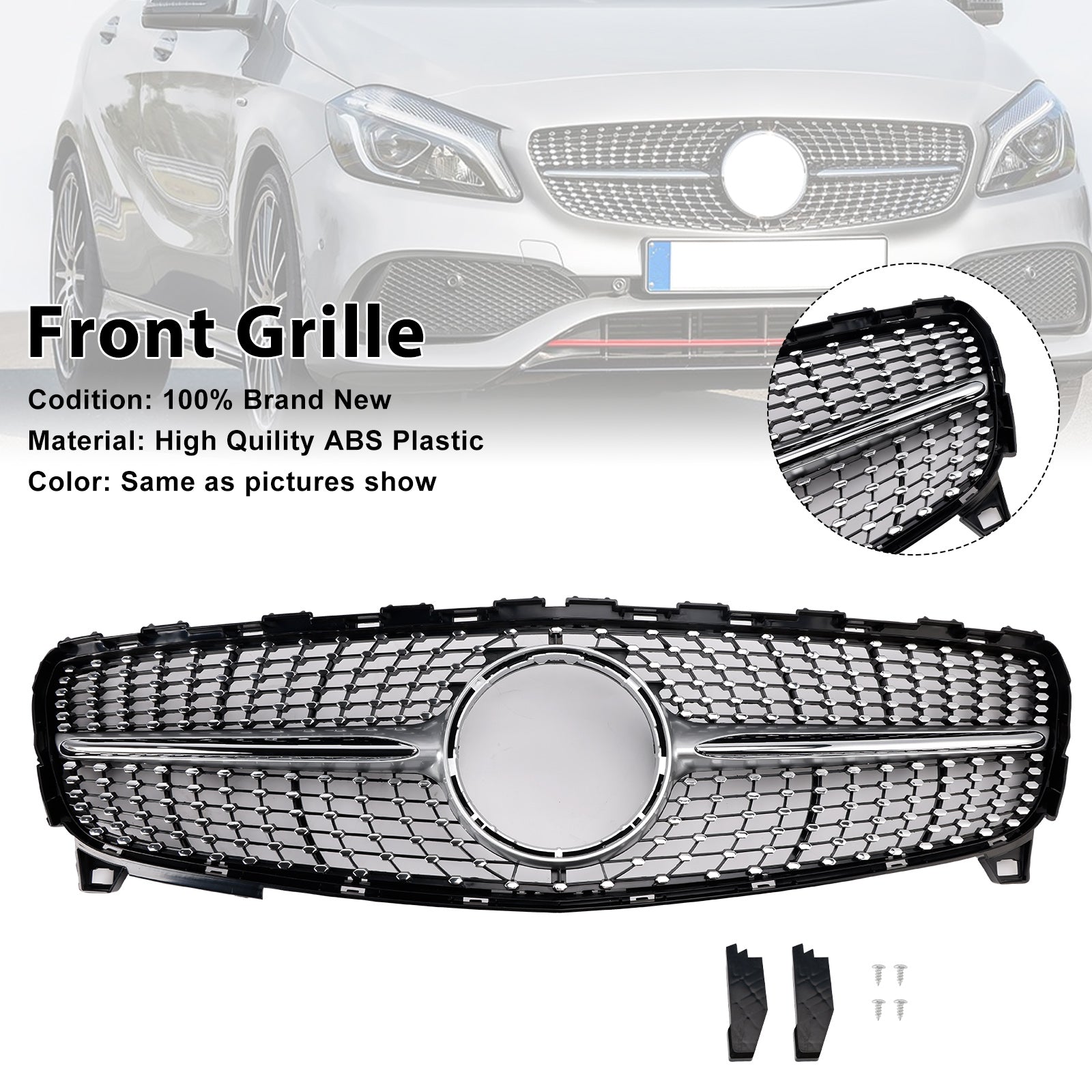 2016-2018 MERCEDES BENZ A CLASS W176 Front Bumper Grill Grille Diamond