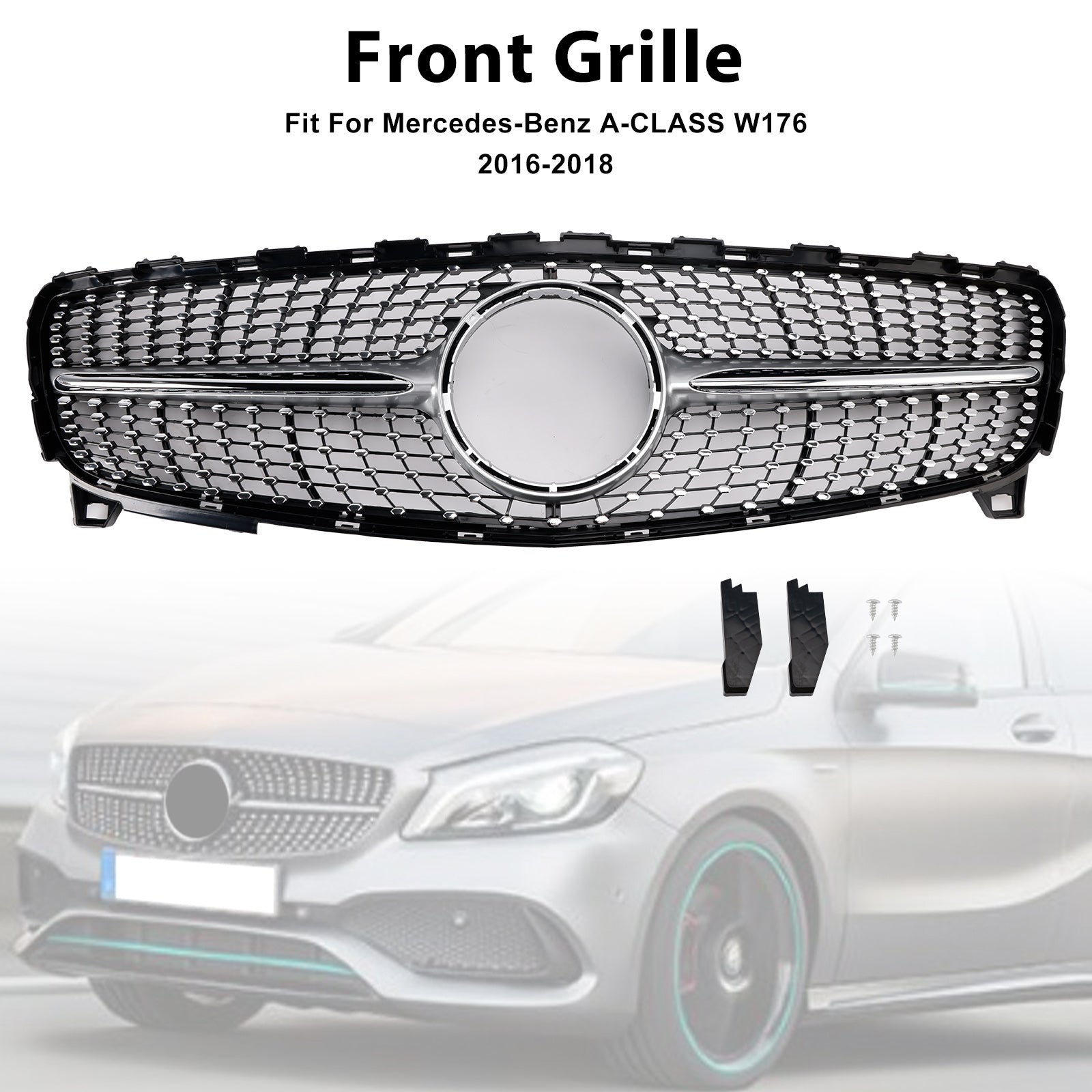 2016-2018 MERCEDES BENZ A CLASS W176 Front Bumper Grill Grille Diamond