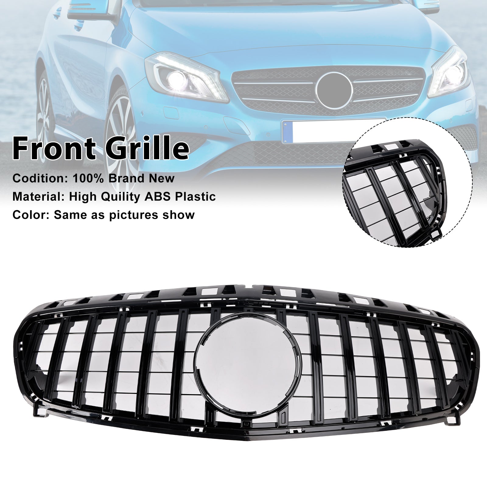 2013-2015 Mercedes Benz A CLASS W176 Front Bumper Grill Grille Gloss Black