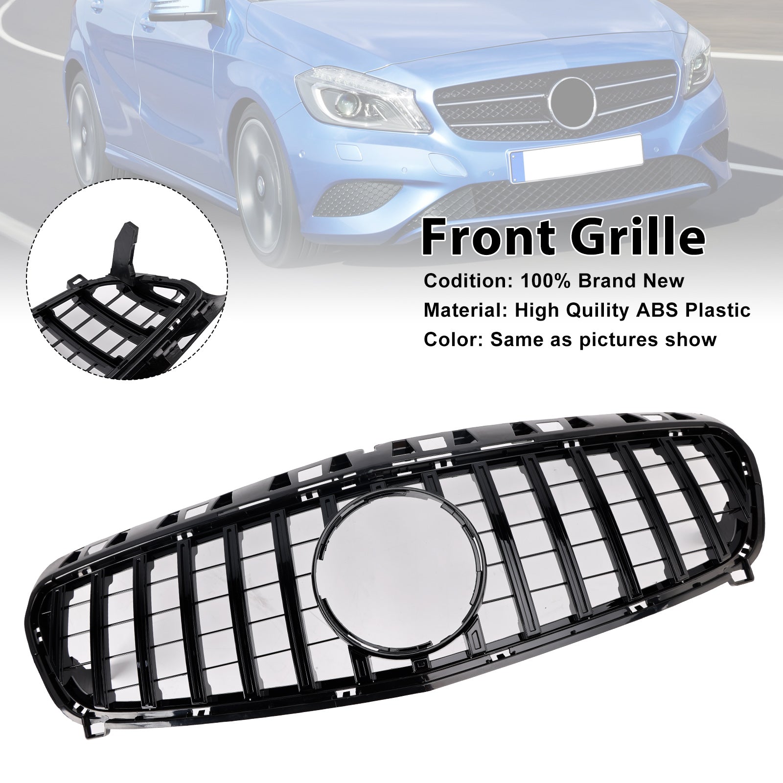 2013-2015 Mercedes Benz A CLASS W176 Front Bumper Grill Grille Gloss Black
