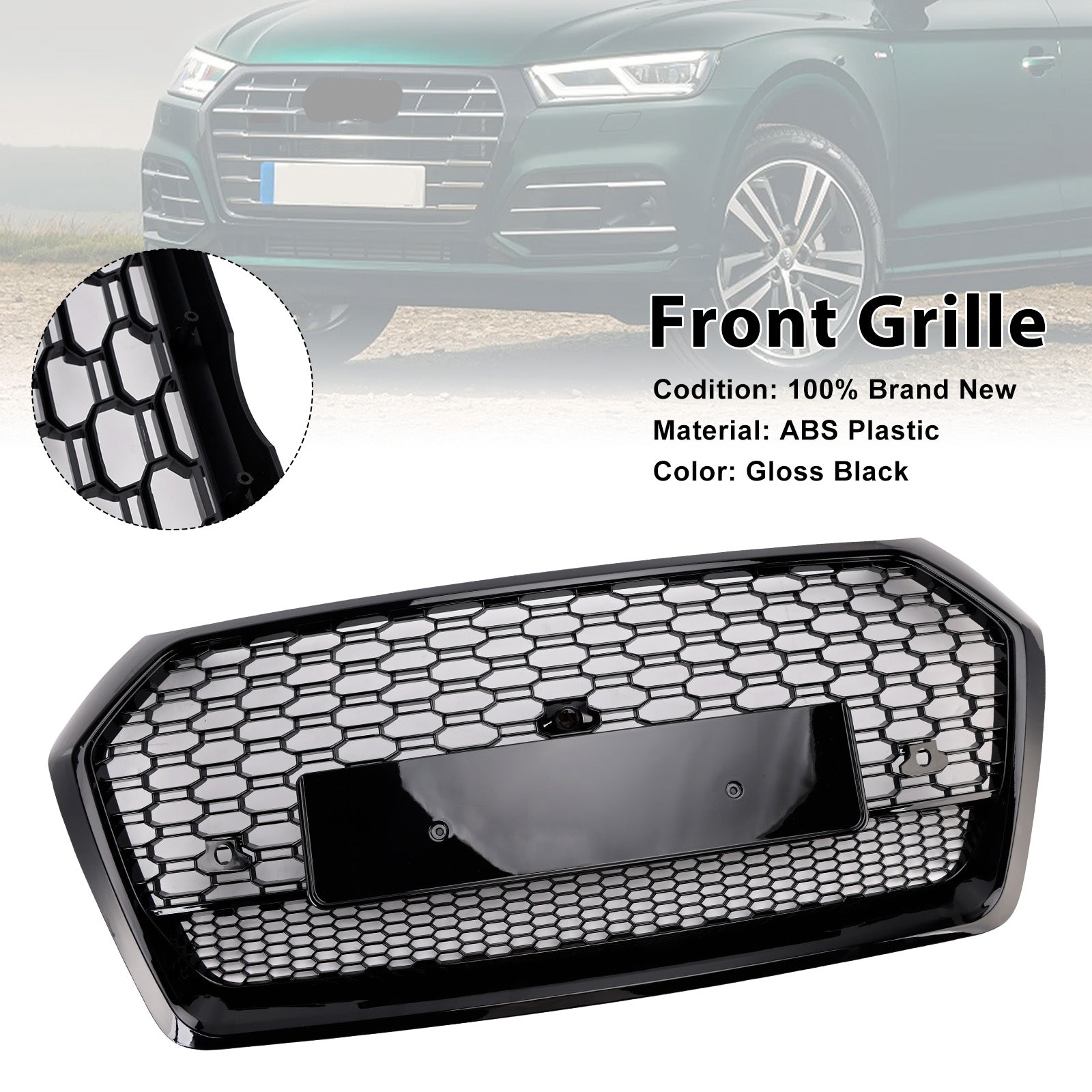 2018-2020 Audi Q5 SQ5 RSQ5 Style Front Honeycomb Mesh Grille Grill