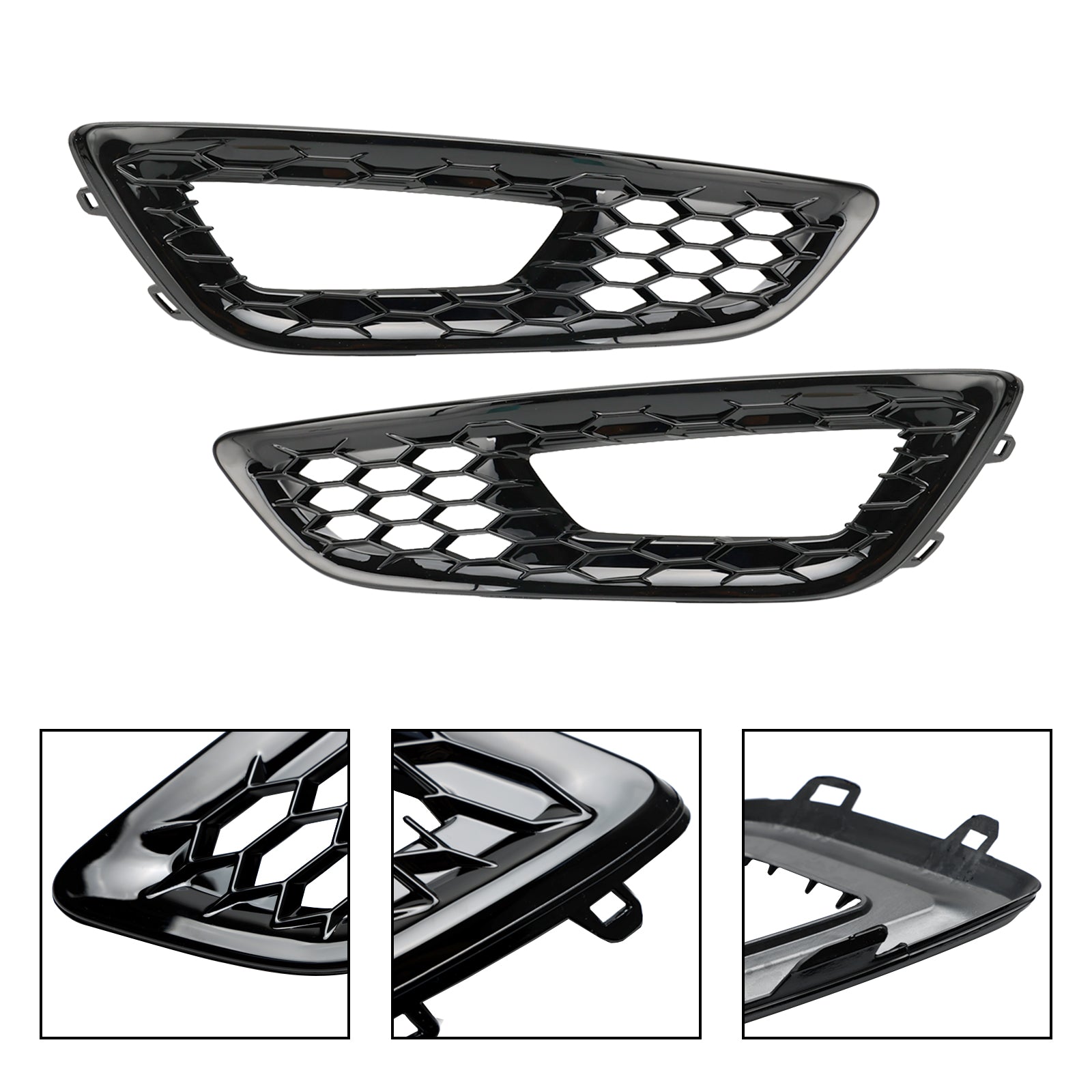 Luz antiniebla del parachoques delantero, cubierta de lámpara, rejilla biselada, compatible con Ford Focus 2015-2018, 2 uds.