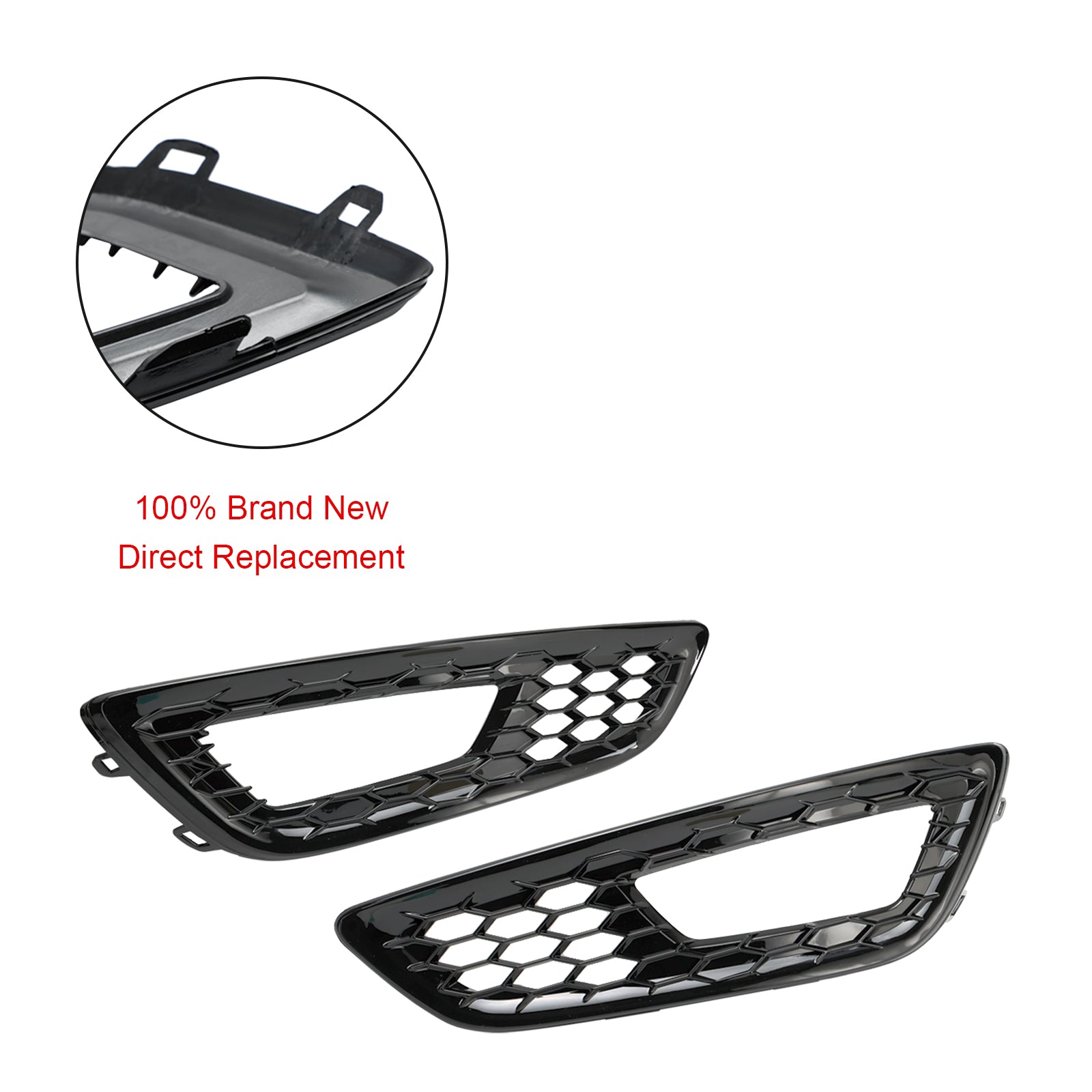 Luz antiniebla del parachoques delantero, cubierta de lámpara, rejilla biselada, compatible con Ford Focus 2015-2018, 2 uds.