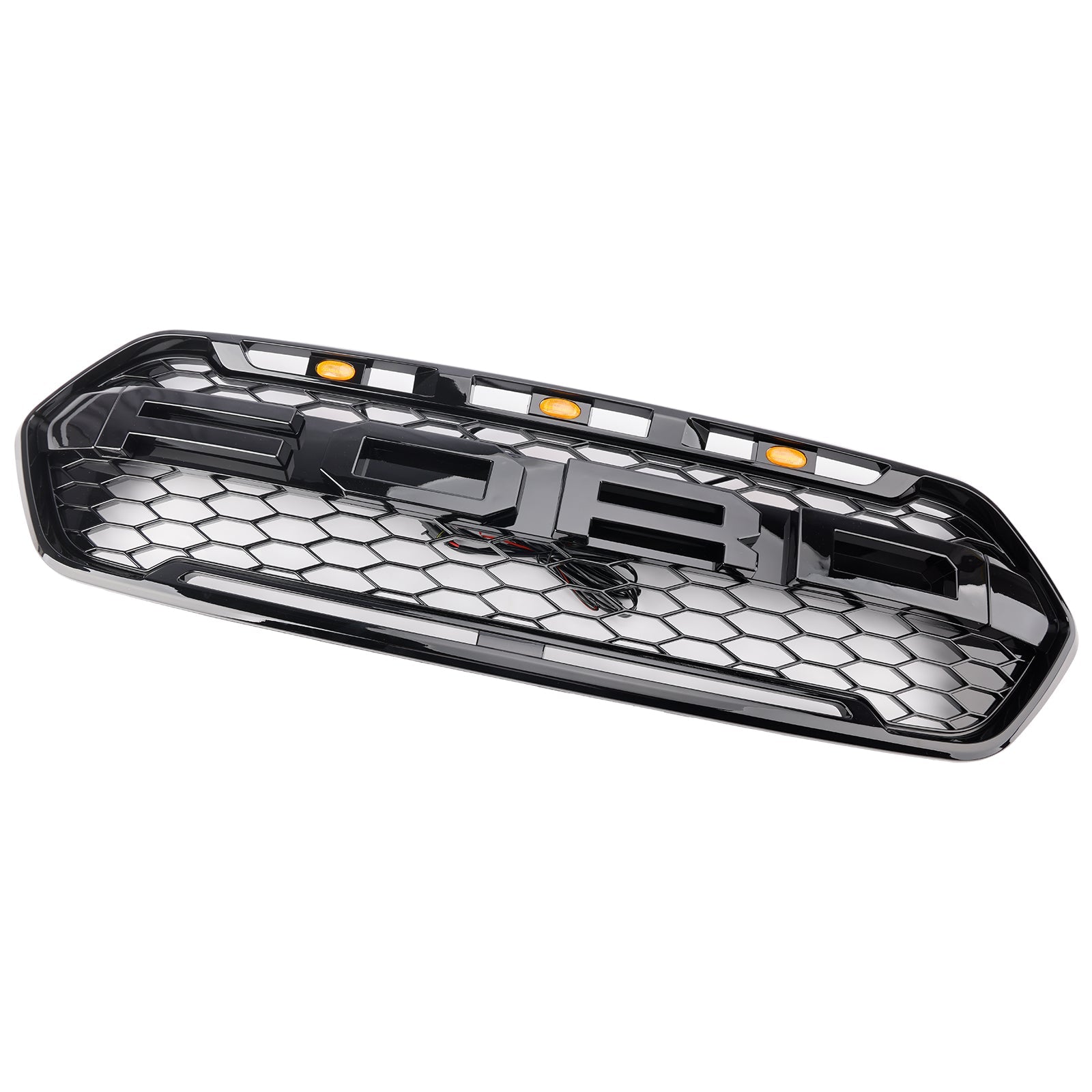 2018-2023 W/ 3LED Gloss Black Ford Transit Custom Trail W/ 3LED Front Bumper Grille