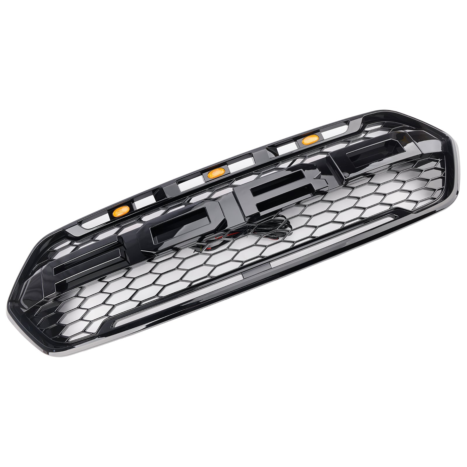 2018-2023 W/ 3LED Gloss Black Ford Transit Custom Trail W/ 3LED Front Bumper Grille