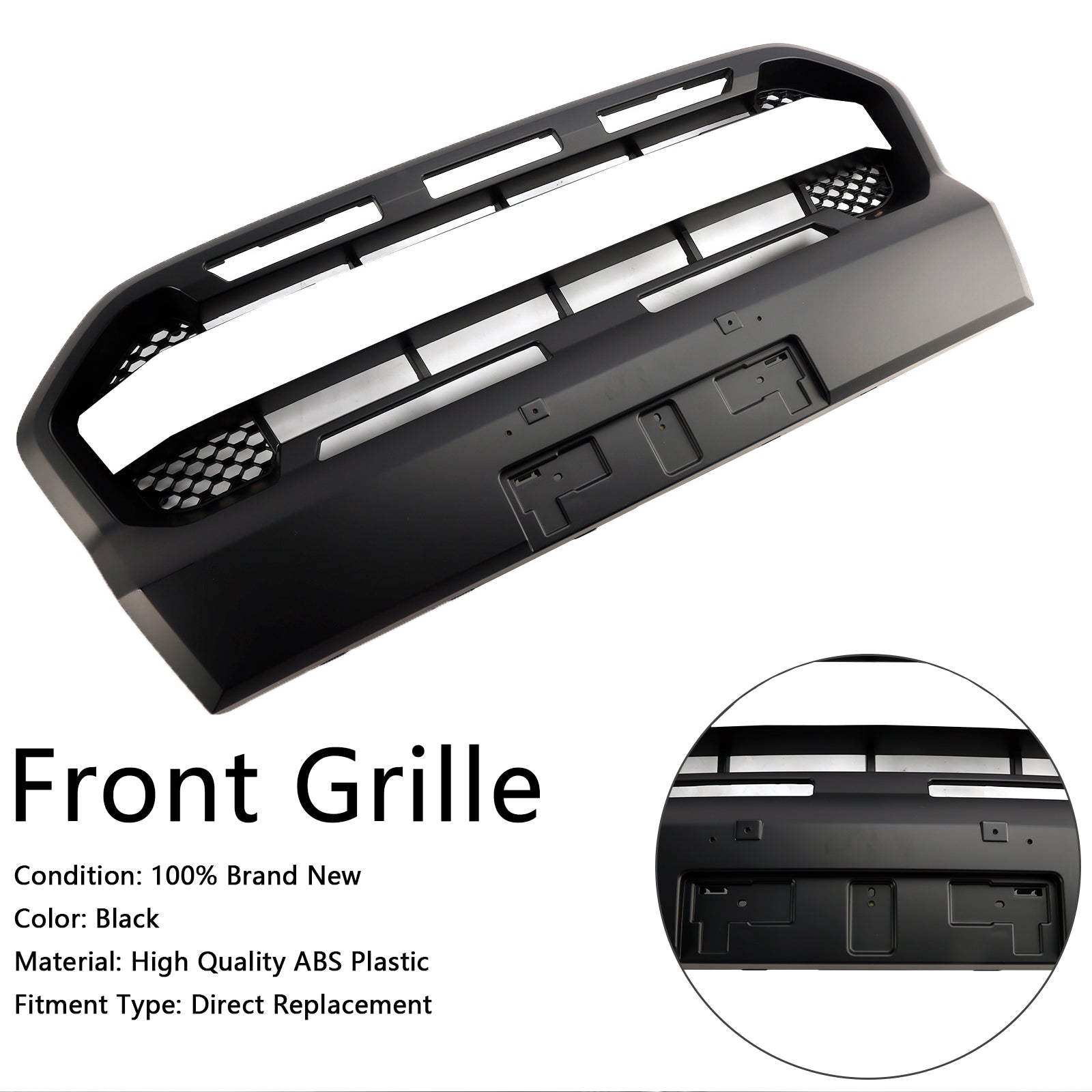 Ford Ranger 2019-2023 T8 Matt Black Ranger Raptor Style Front Bumper Grille