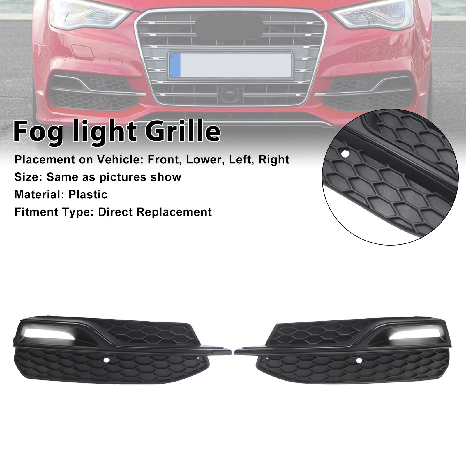 2013-2016 AUDI A3 S3 S-Line Front Lower Fog Light Cover Grill Grille