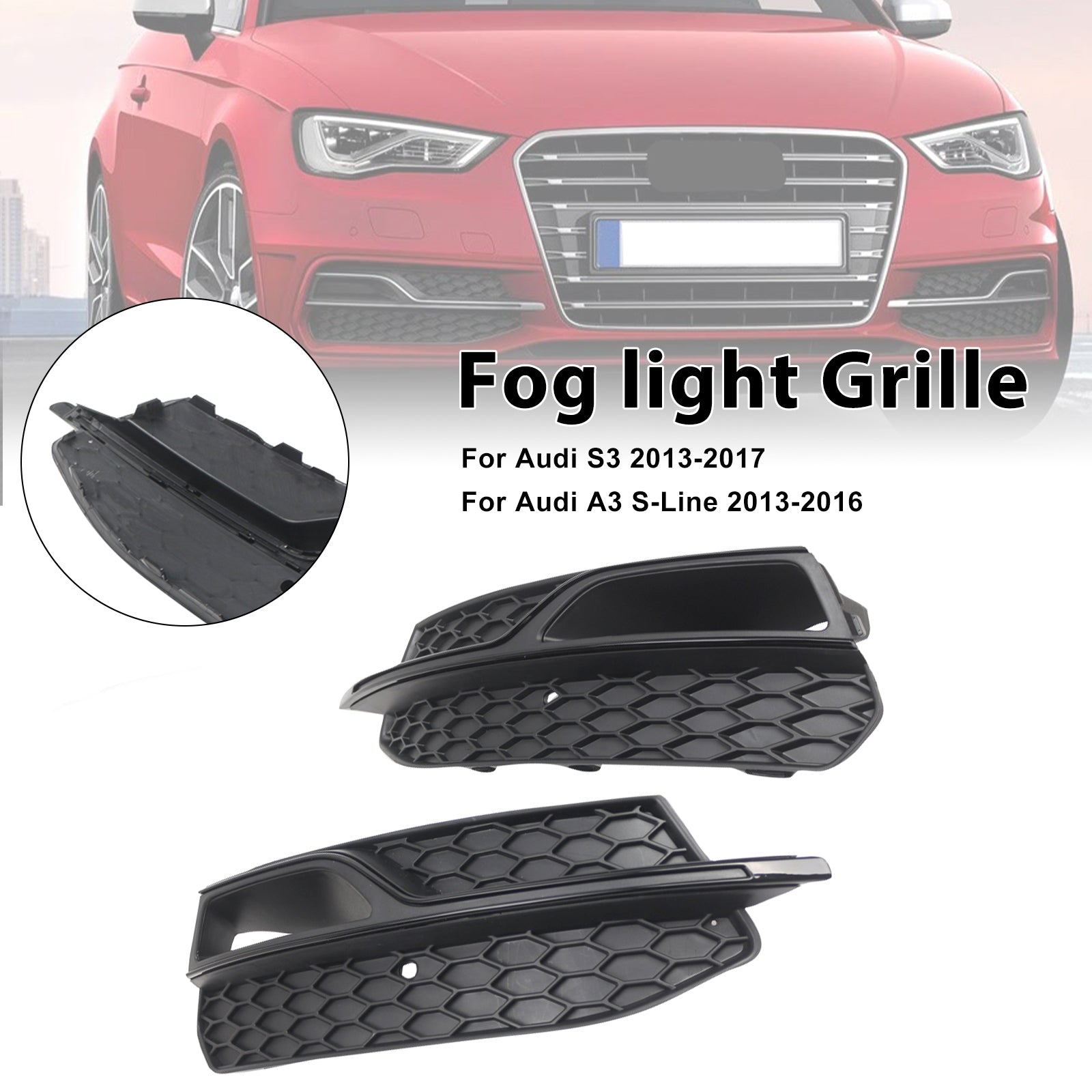 2013-2016 AUDI A3 S3 S-Line Front Lower Fog Light Cover Grill Grille