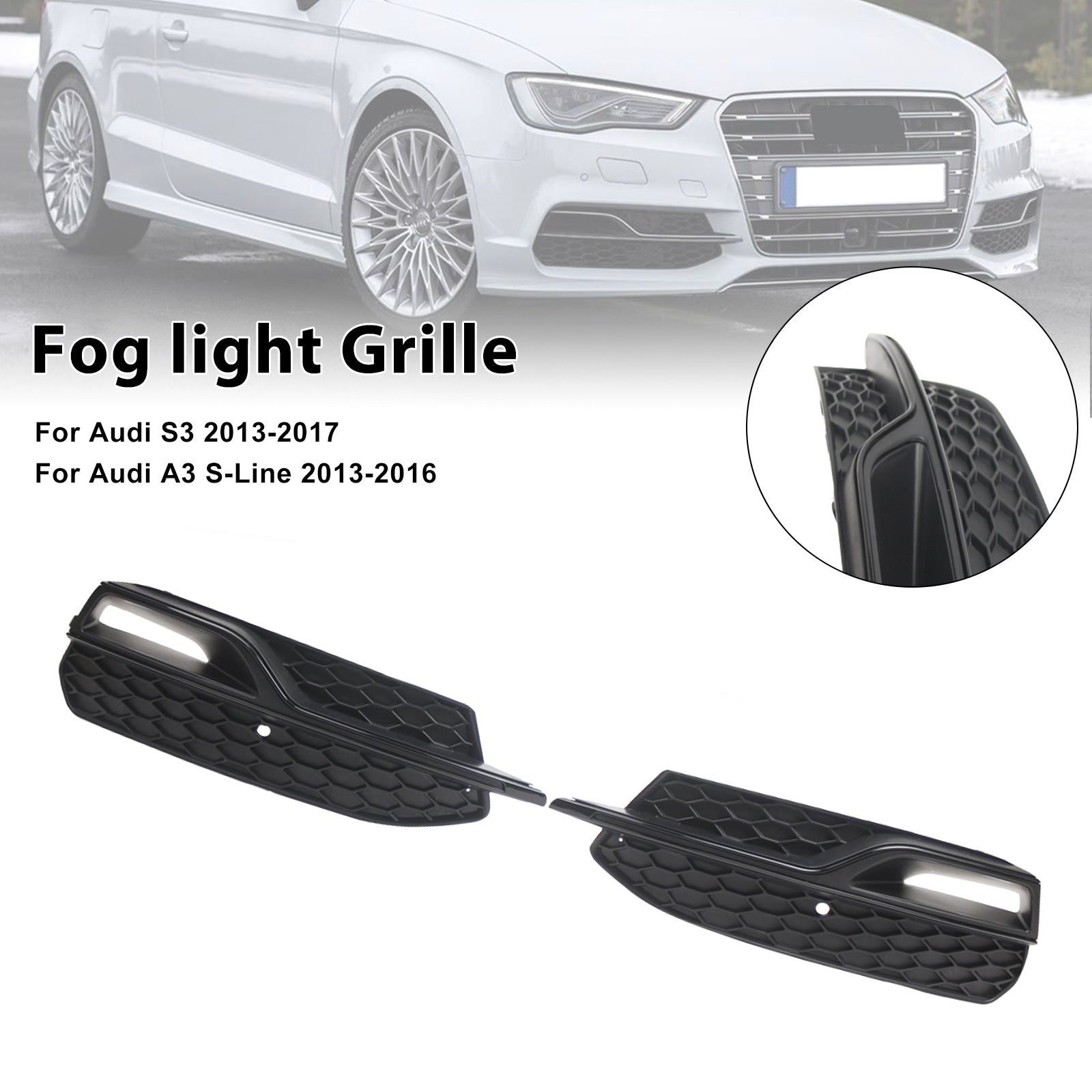 2013-2016 AUDI A3 S3 S-Line Front Lower Fog Light Cover Grill Grille