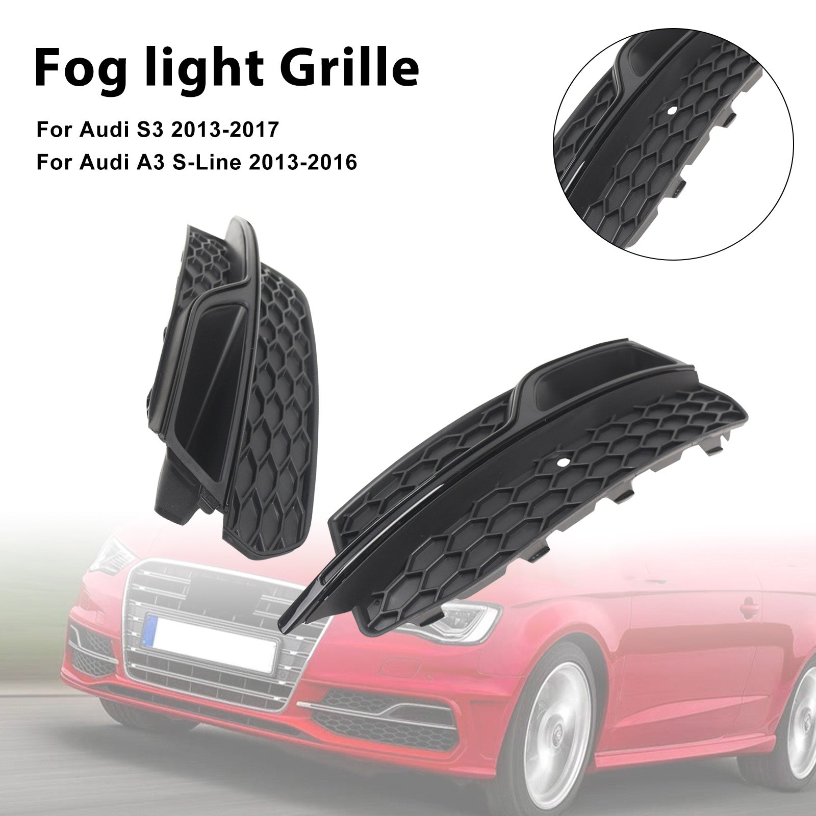2013-2016 AUDI A3 S3 S-Line Front Lower Fog Light Cover Grill Grille