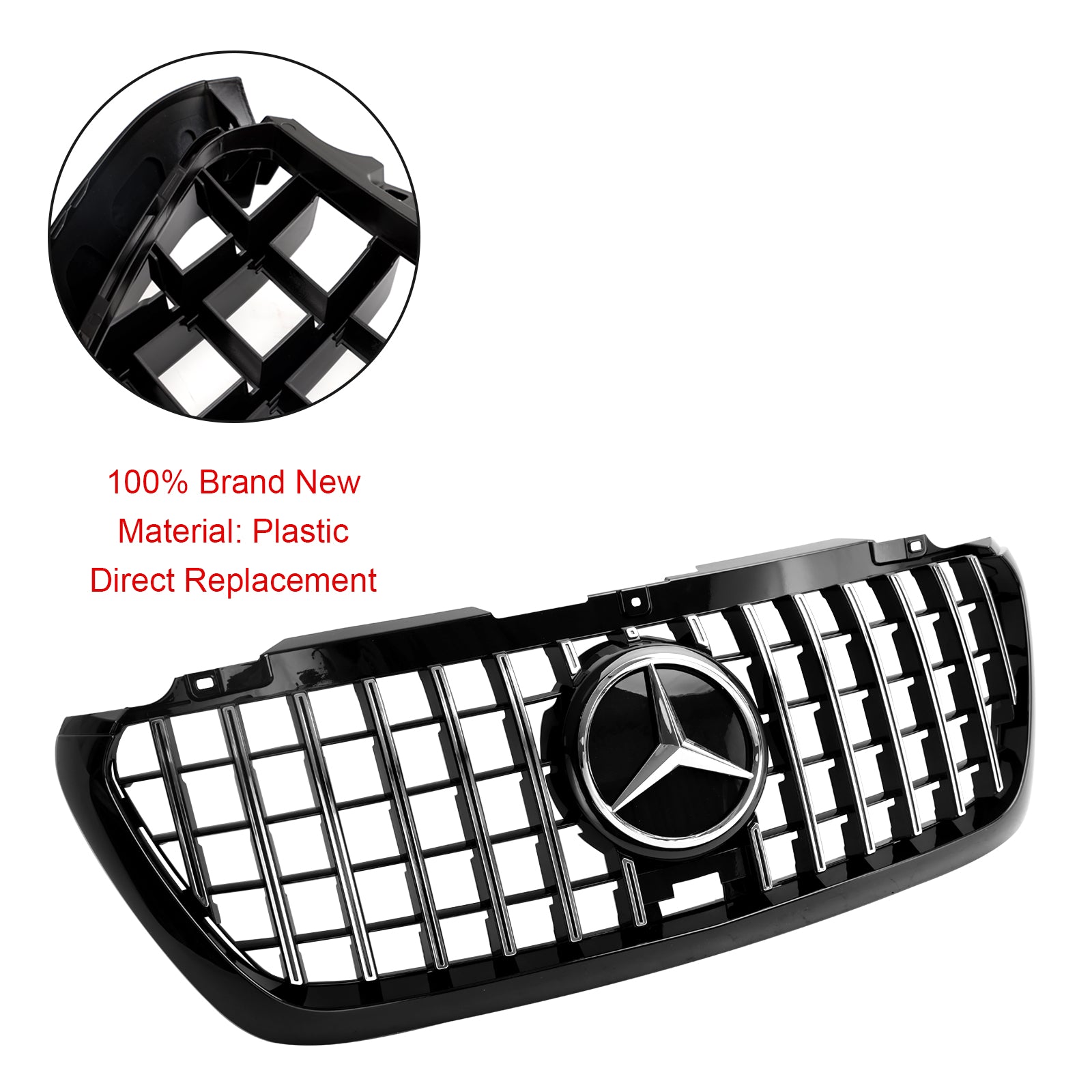 Benz W166 2012-2015 ML350 400 550 GTR Style Chrome Black Front Grille Grill
