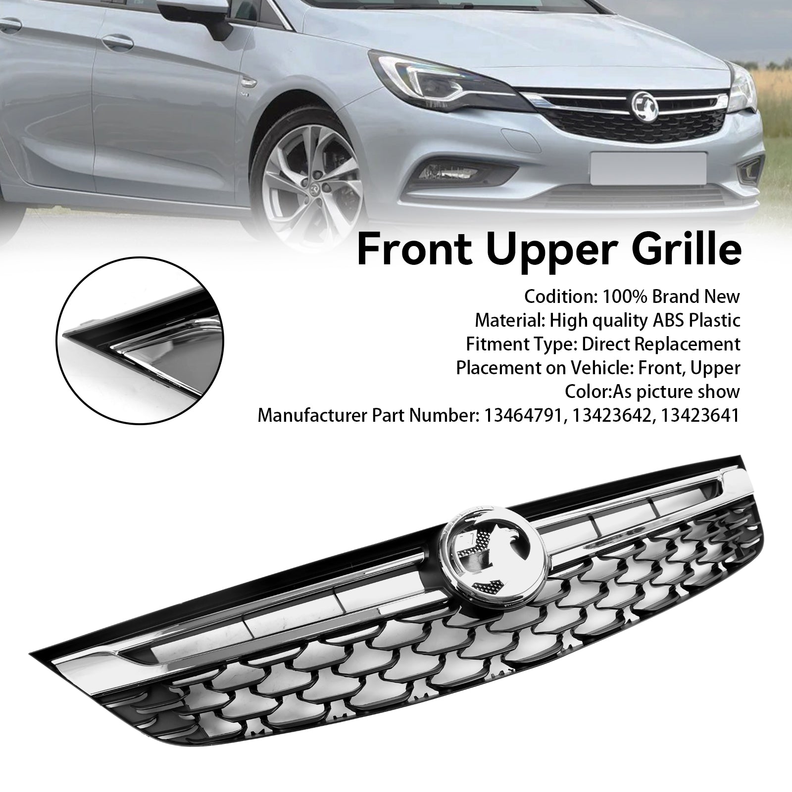 Black Chrome Front Bumper Grill Grille Fit Vauxhall Astra K 2015-2019 Facelift