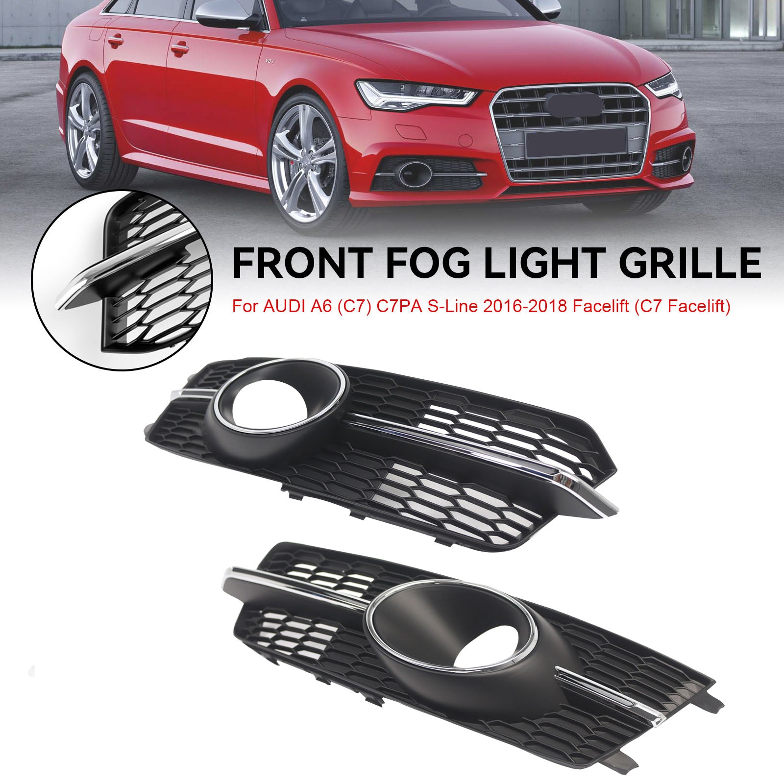 Fog Light Front Bumper Lower Grill 4G0807682AG Fit AUDI A6 4G C7 A6l 2016-18