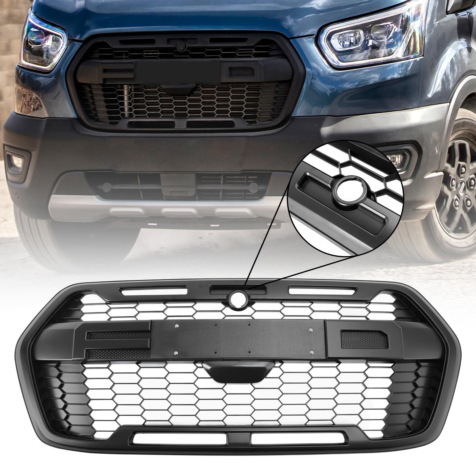2020-2024 Ford Transit 150 250 350 Front Bumper Grill Replacement Matte Black Raptor Style Grille
