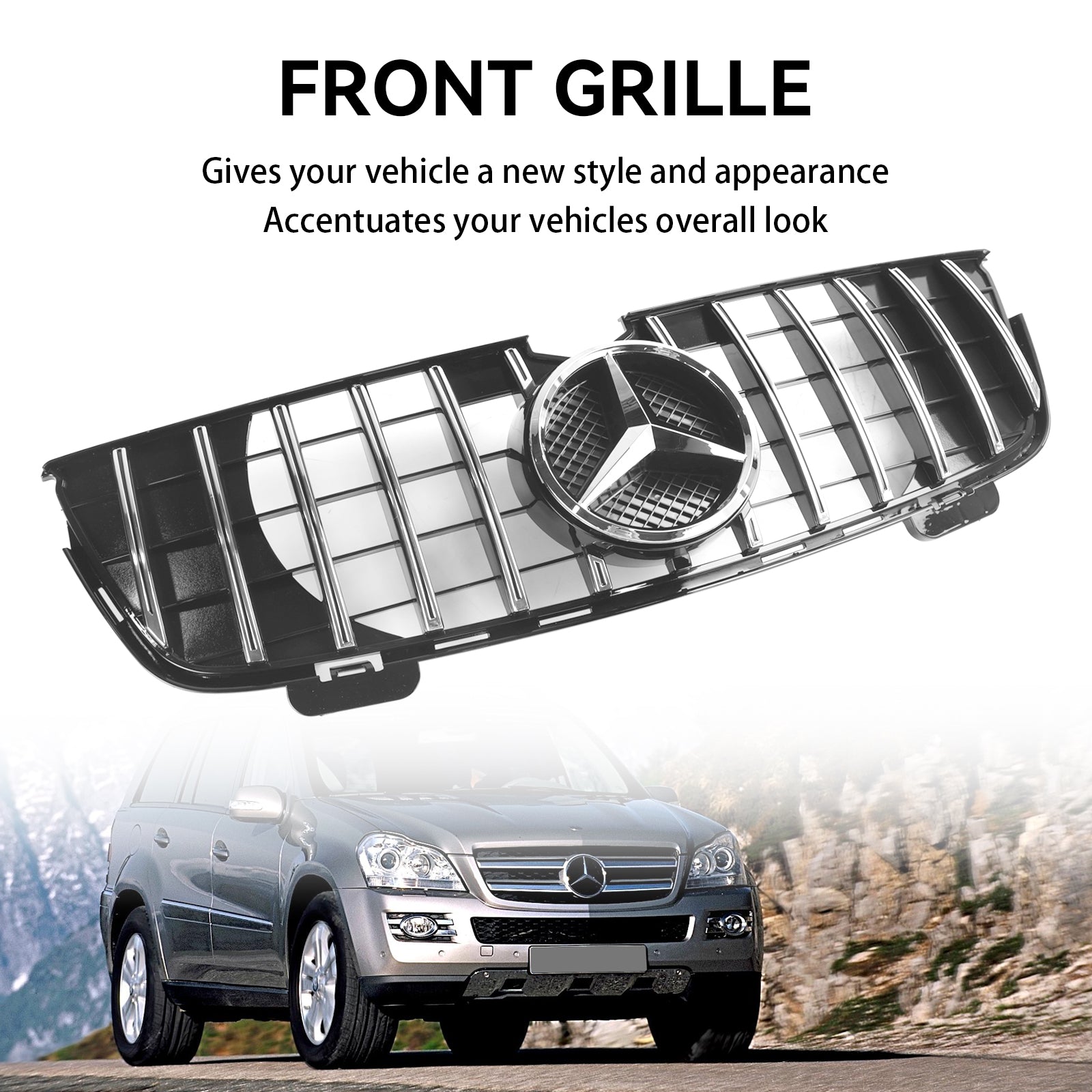 Mercedes Benz GL-Class X164 GL320 2007-2009 GT Front Bumper Grille Grill Chrome