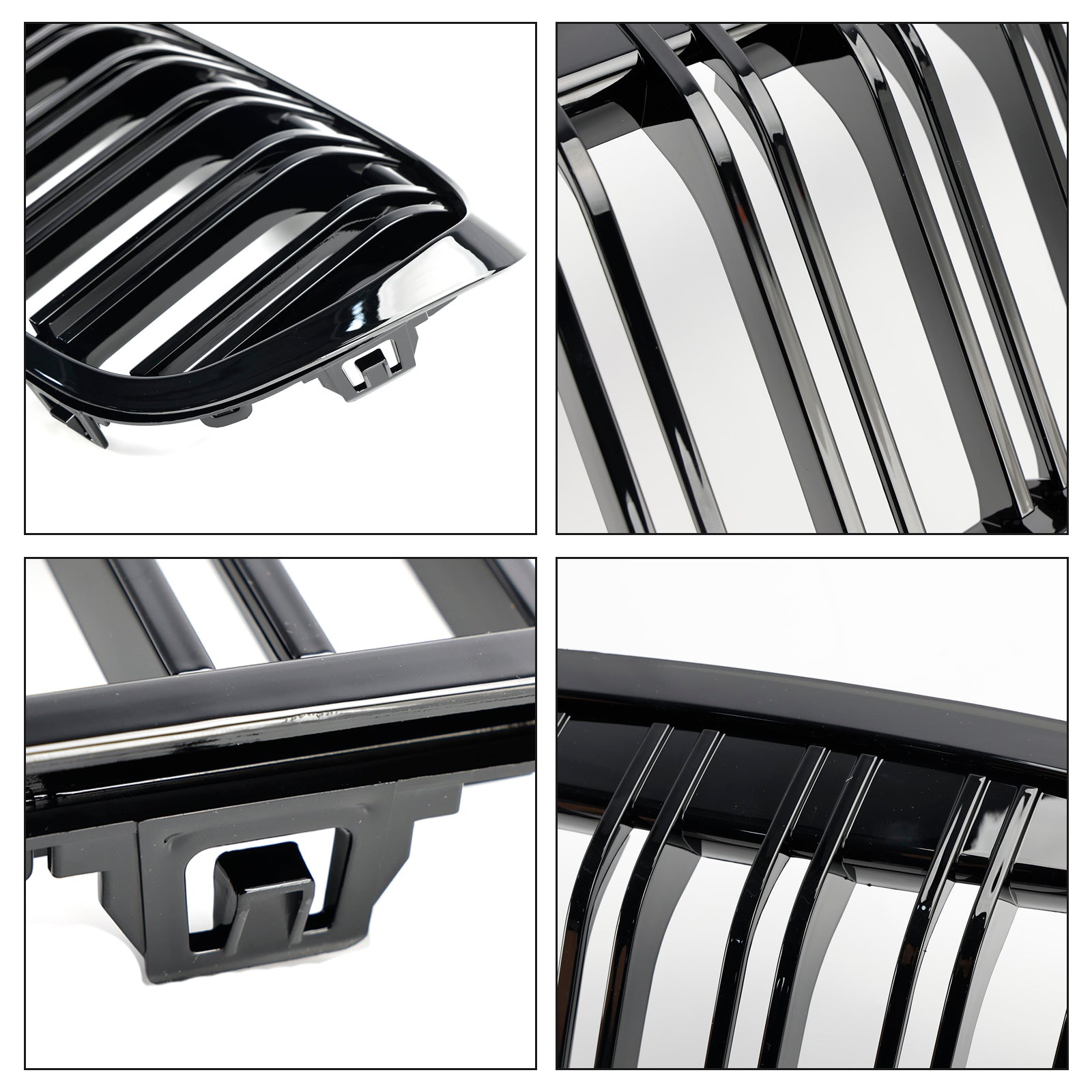 BMW 2 시리즈 F45 F46 2018-2021 2PCS 광택 검은 전면 신장 그릴 그릴