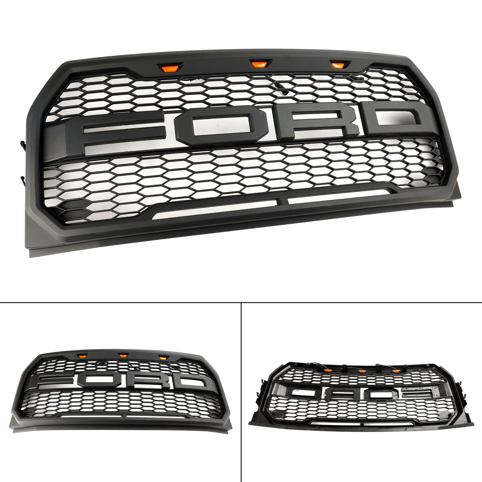2015-2017 Ford F150 Raptor Style W/ LED Replacement Front Bumper Grill Grille