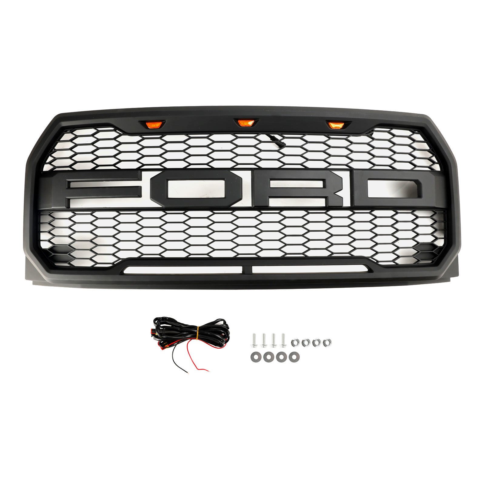 2015 2016 2017 Ford F150 Raptor Style W/ LED Replacement Front Bumper Grill Grille