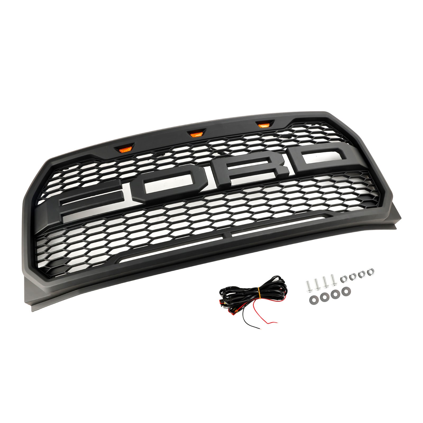 2015 2016 2017 Ford F150 Raptor Style W/ LED Replacement Front Bumper Grill Grille