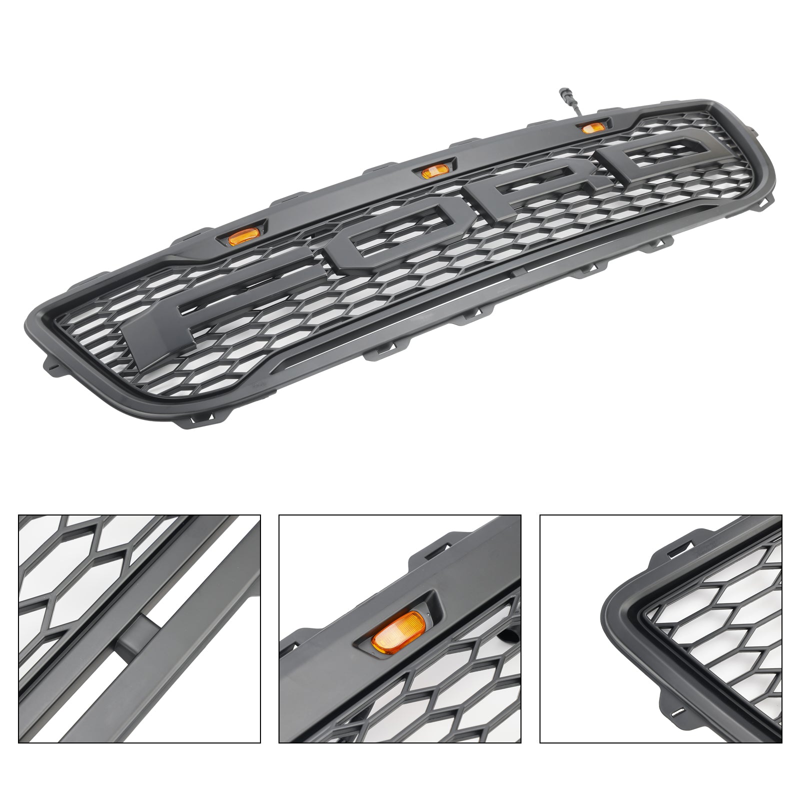 1999-2003 Ford F150 W/ Led Raptor style Matte Black Front Honeycomb Bumper Grille Grill