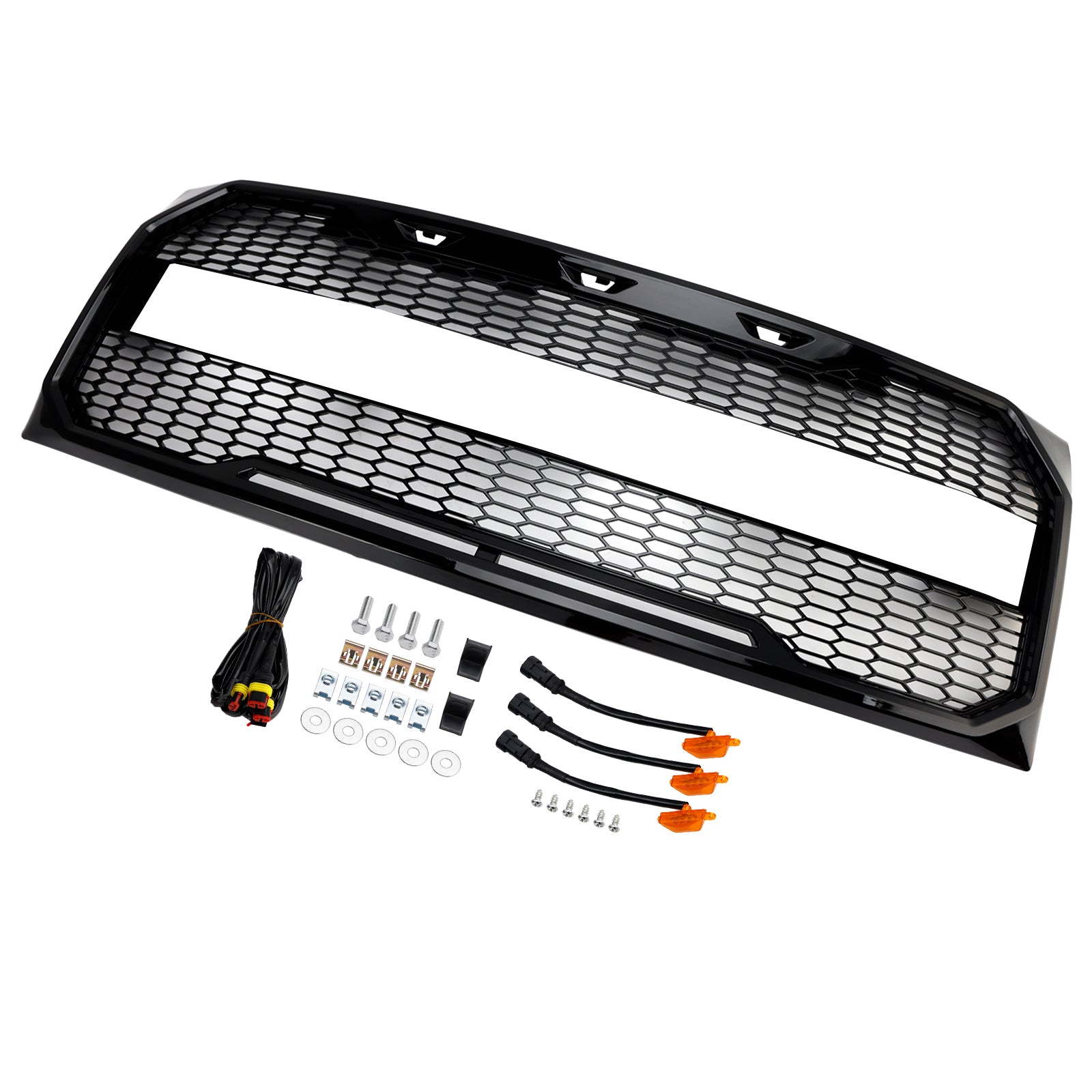Gloss Black Raptor Style Front Bumper Grille Grill Fit Ford F150 2009-2014