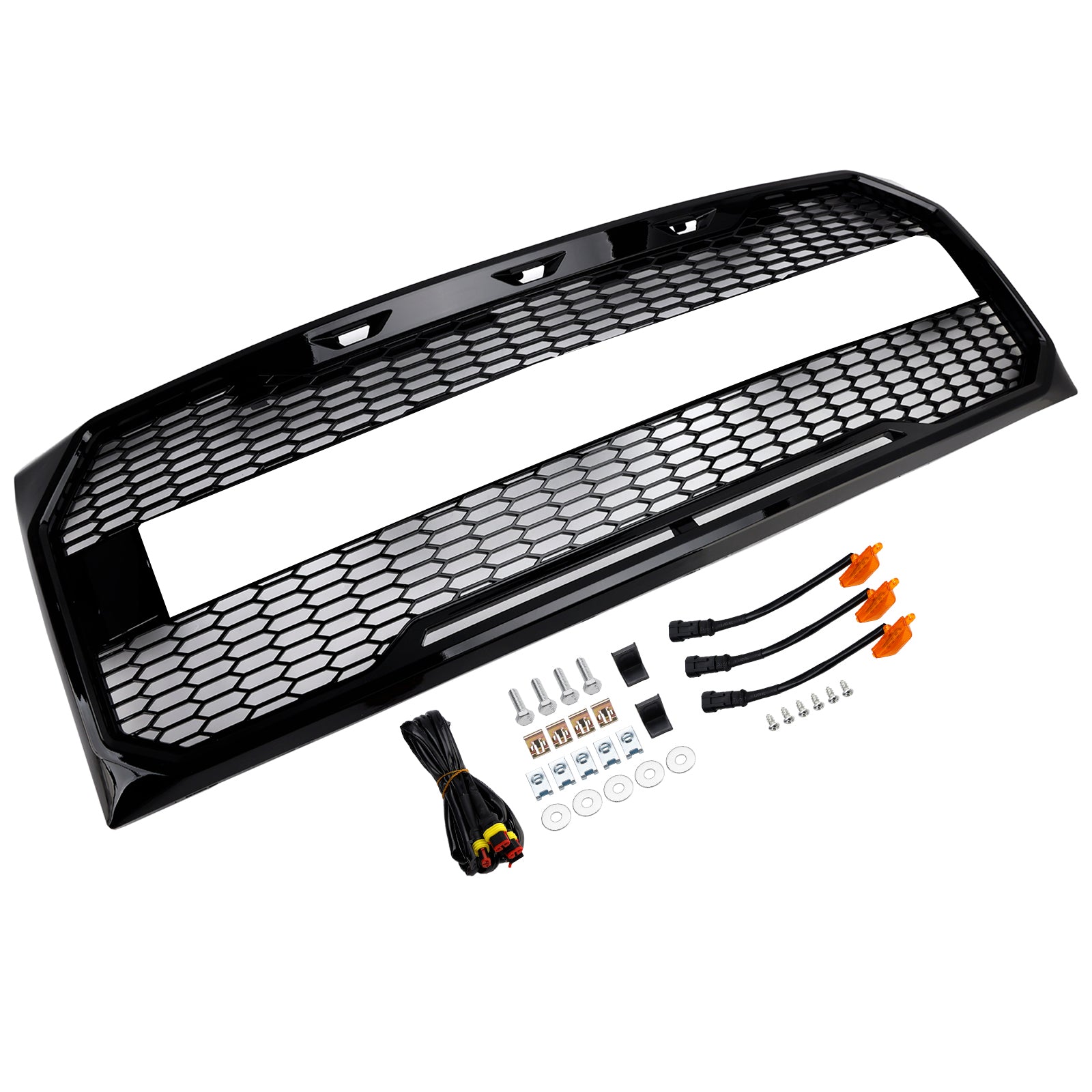 Gloss Black Raptor Style Front Bumper Grille Grill Fit Ford F150 2009-2014