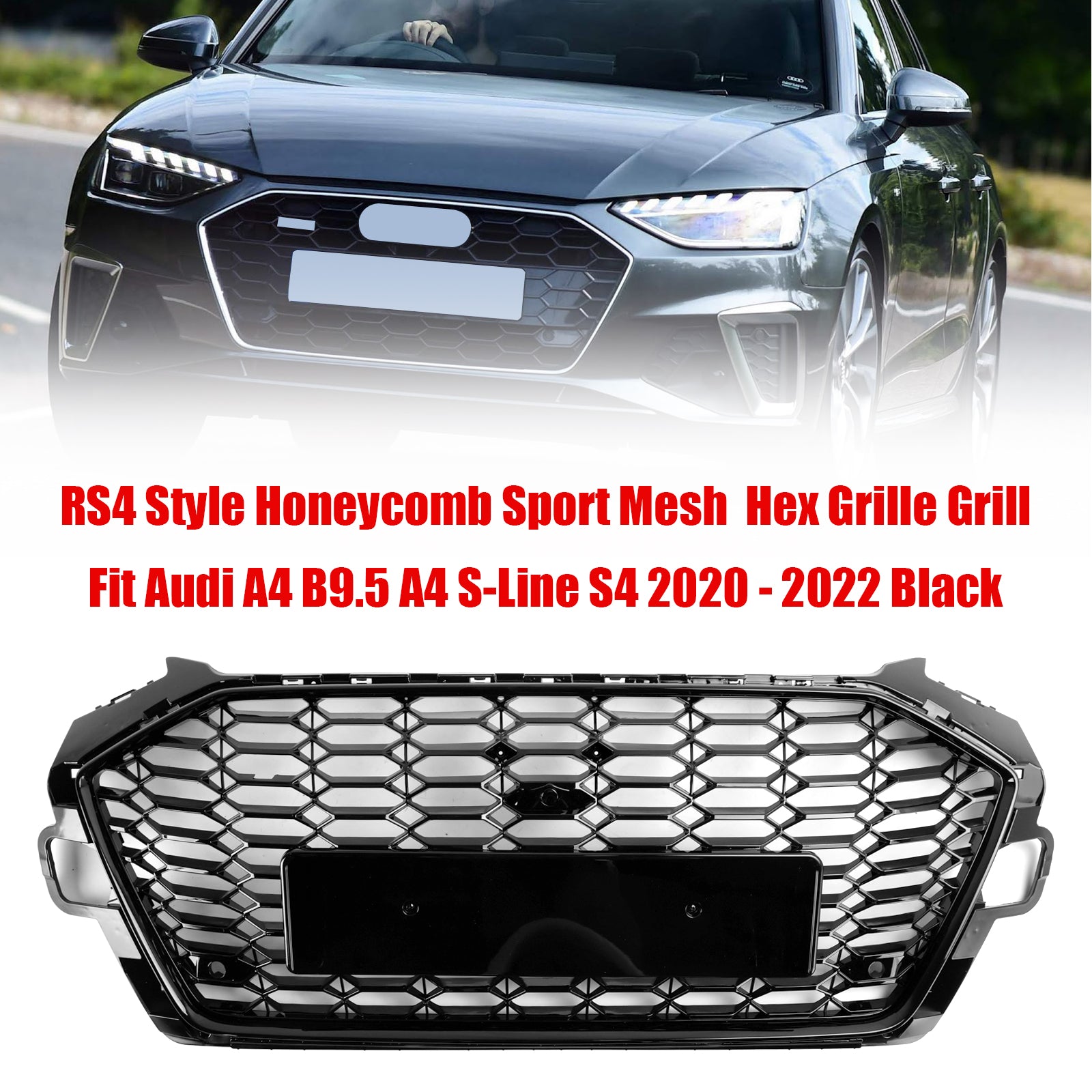 Audi A4 S4 B9.5 2020-2022 RS4 Style Front Bumper Grill Grille 8W0853651D