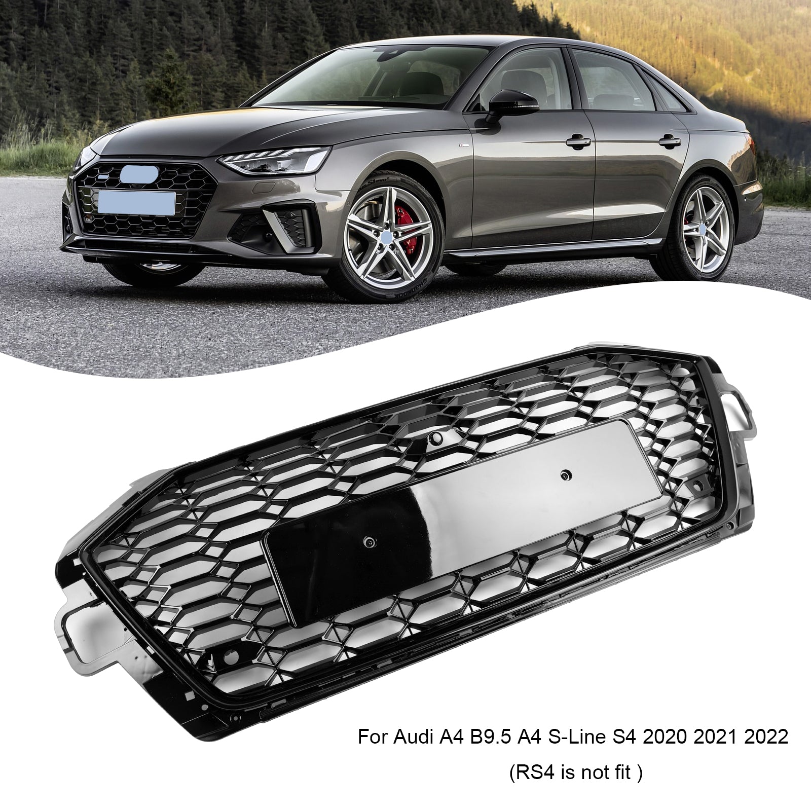 Audi A4 S4 B9.5 2020-2022 RS4 Style Front Bumper Grill Grille 8W0853651D