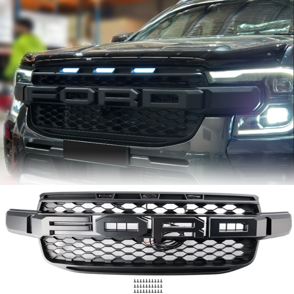 Ford Ranger Next Gen T9 2023-2025 Front Bumper Grill Black Grille W/ LED Light
