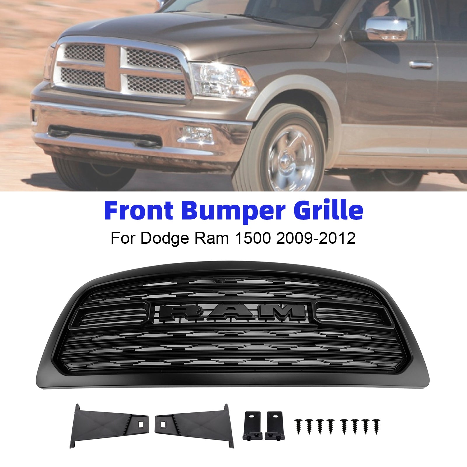 2009-2012 Dodge Ram 1500 W/ Led Light LTD Style Front Bumper Grill Grille