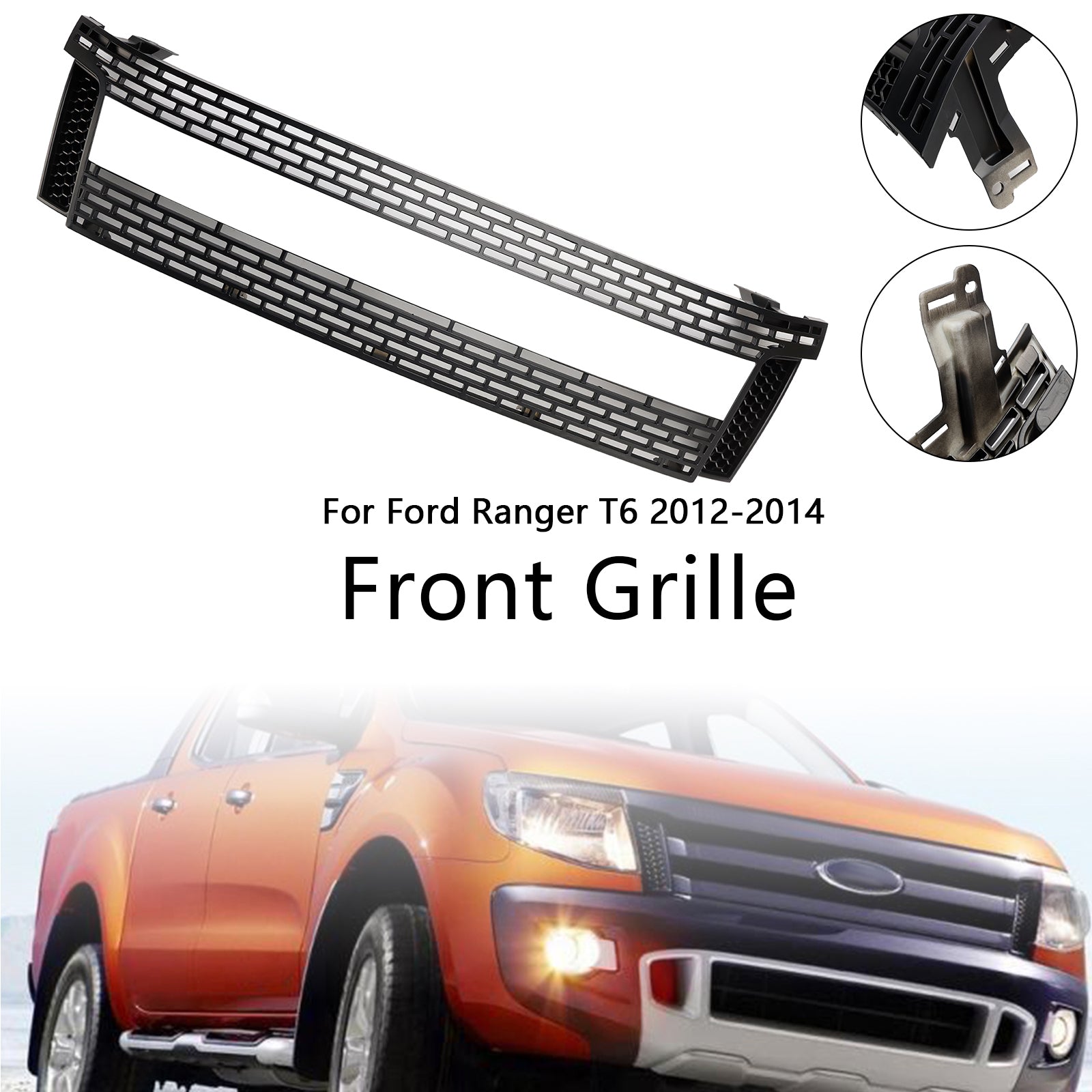 Matt Black Front Bumper Grill Grille Fit 2012-2014 Ford Ranger T6