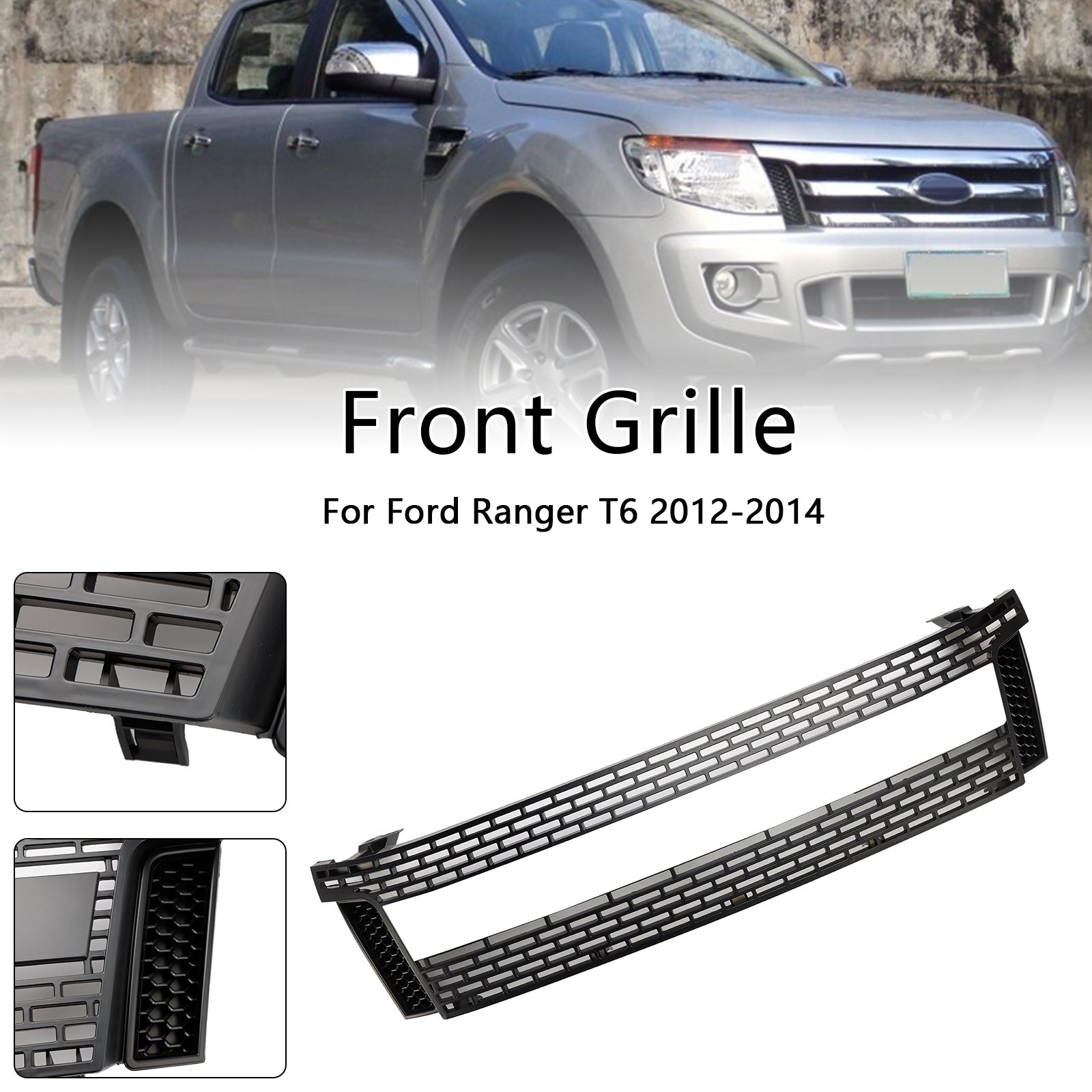 Matt Black Front Bumper Grill Grille Fit 2012-2014 Ford Ranger T6