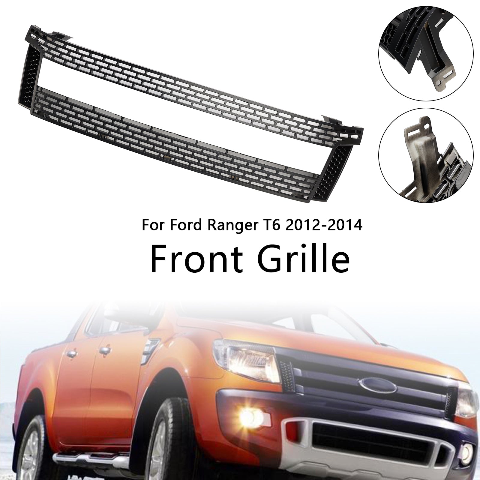 Matt Black Front Bumper Grill Grille Fit 2012-2014 Ford Ranger T6