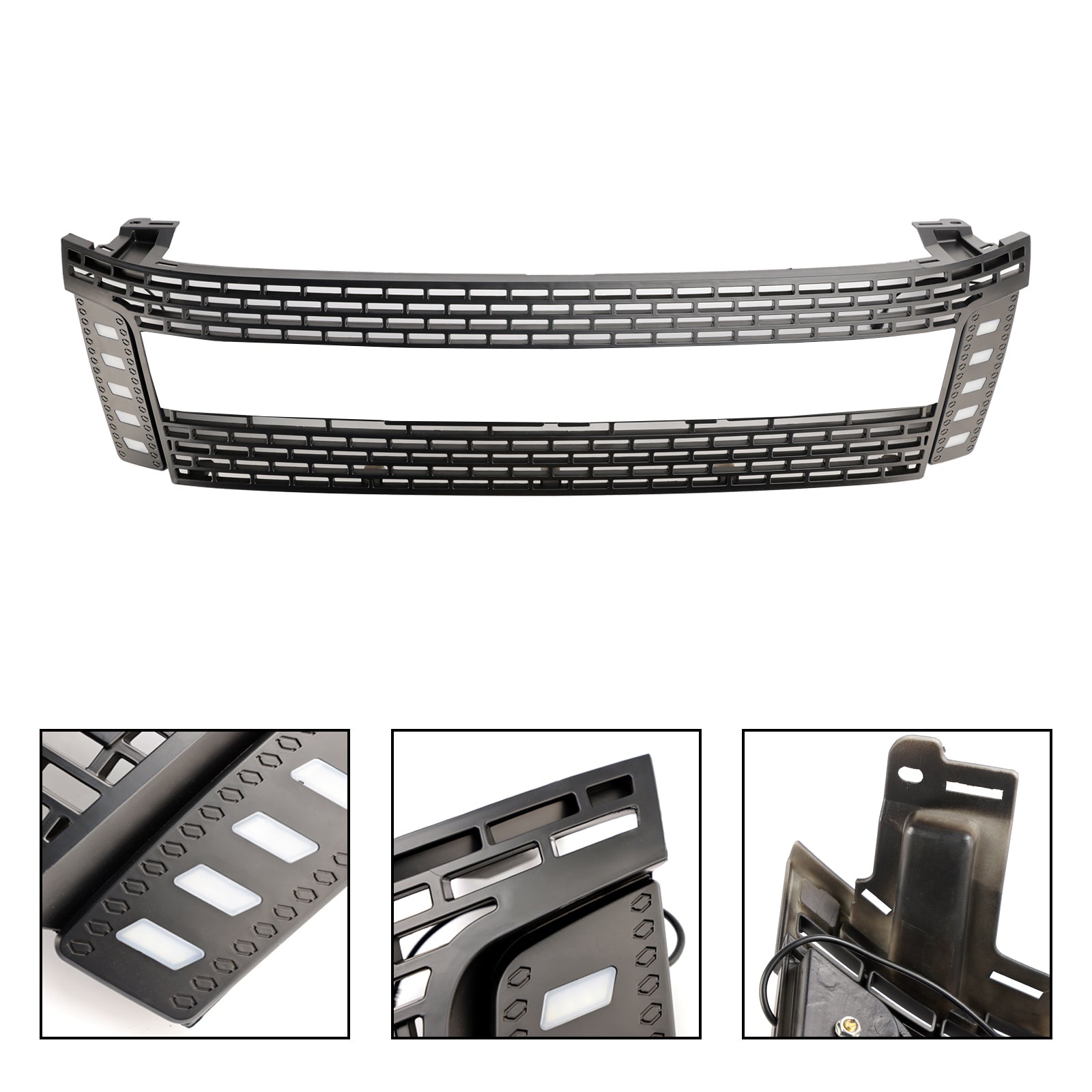 Matt Black Front Bumper Grill Grille Fit 2012-2014 Ford Ranger T6 w/ LED Light